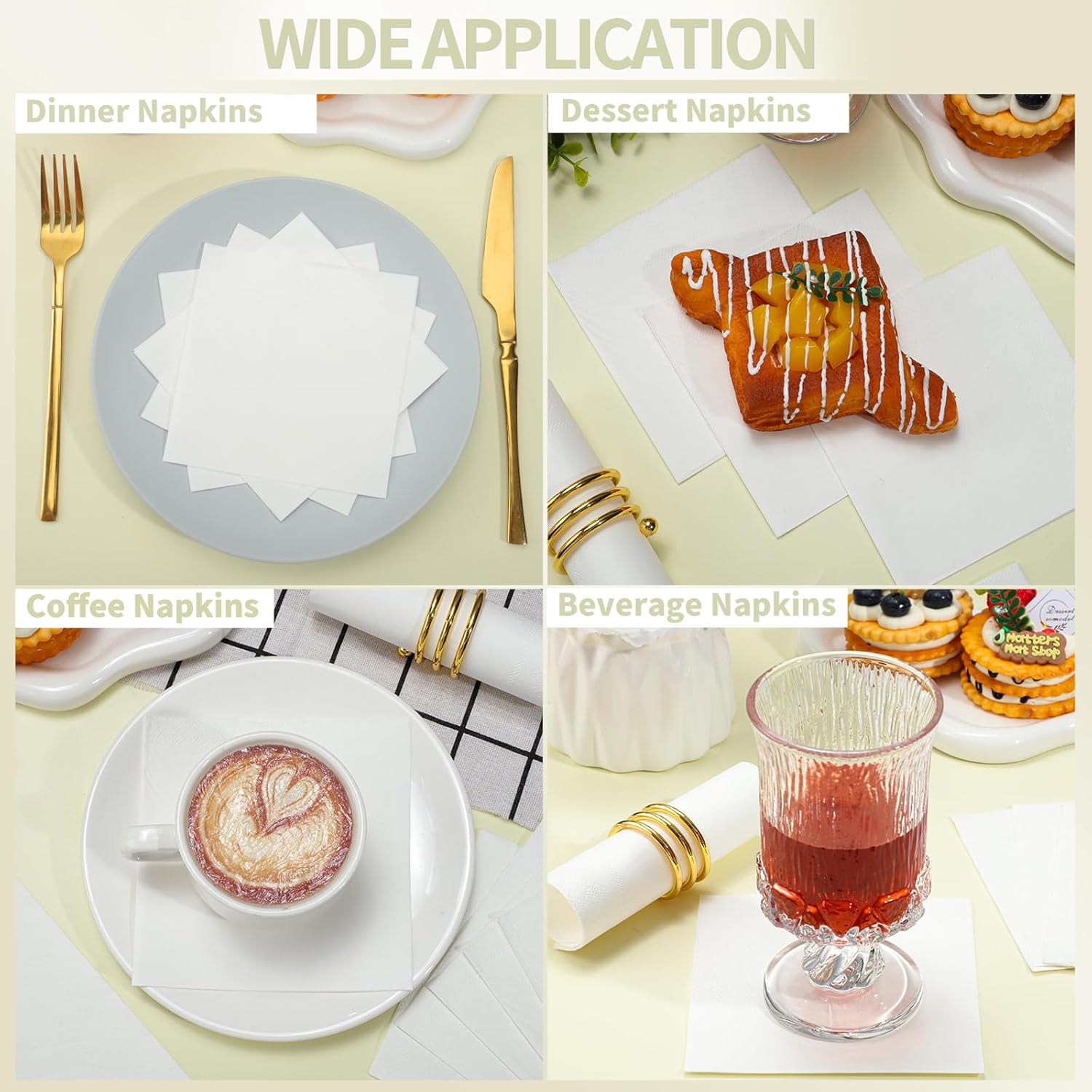 240 Pcs White Cocktail Napkins for Wedding and Birthday Parties