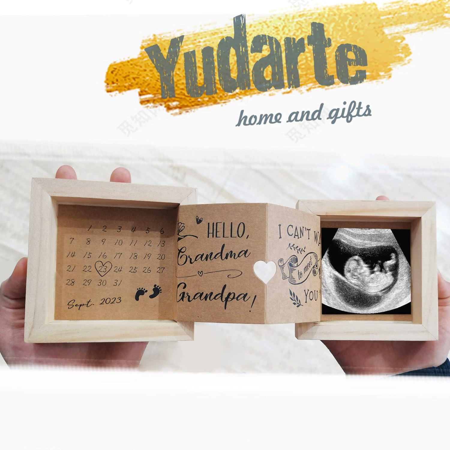 Yudarte Grandparents Baby Announcement Wood Box