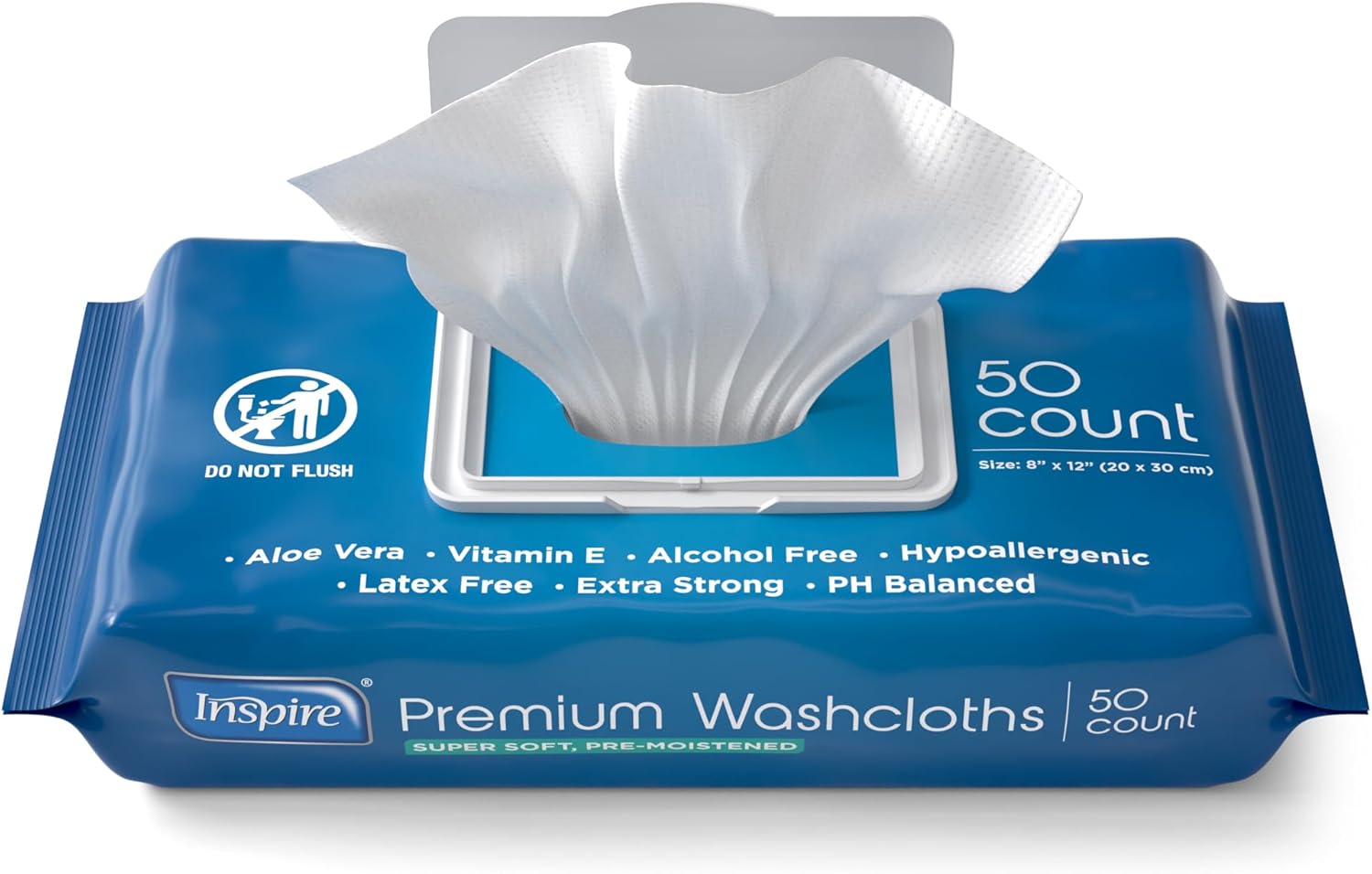 Inspire Adult Wet Wipes Oversized 8x12 Inches Pack of 8