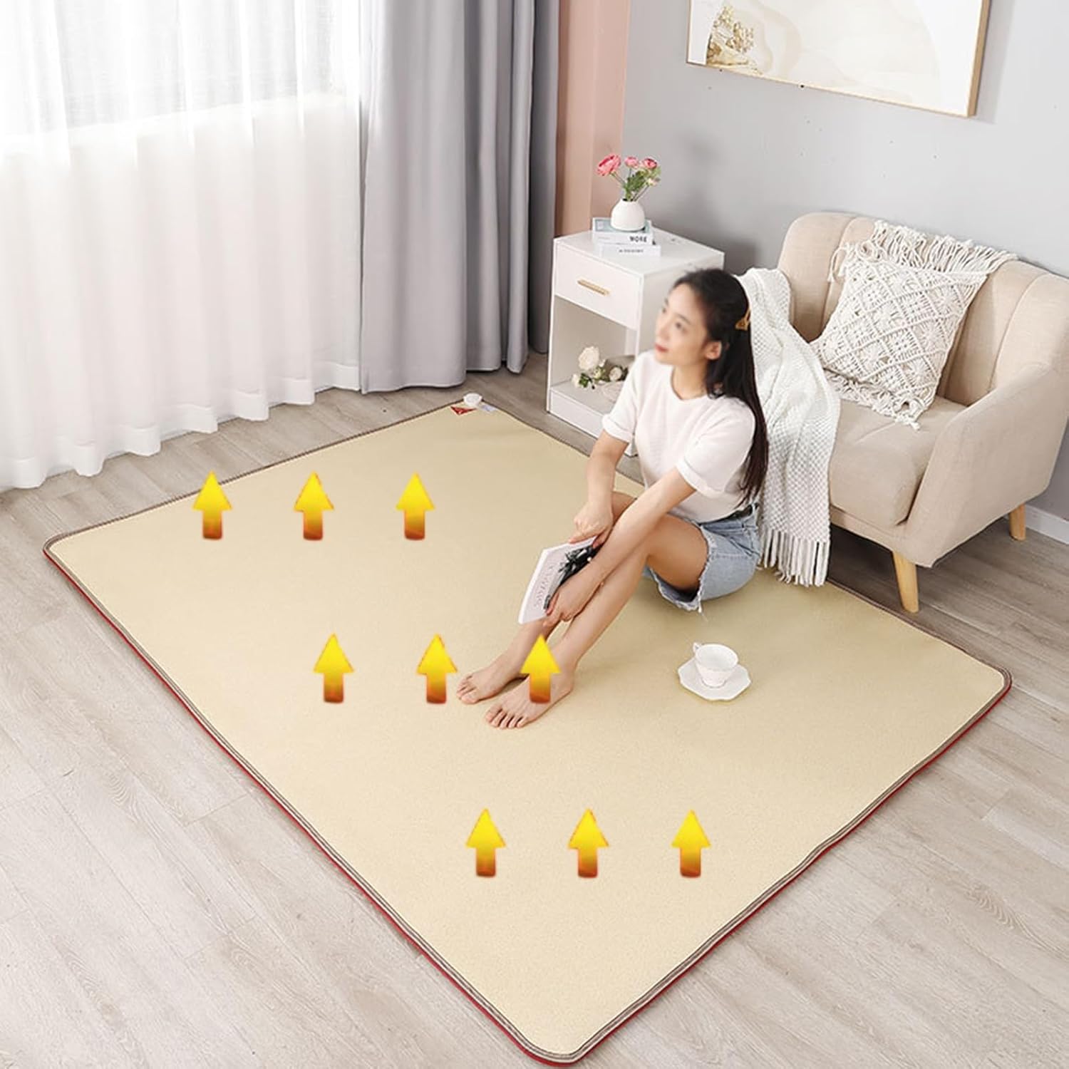 Electric Heating Carpet with 60 Level Thermostat and 12 Hour Timer