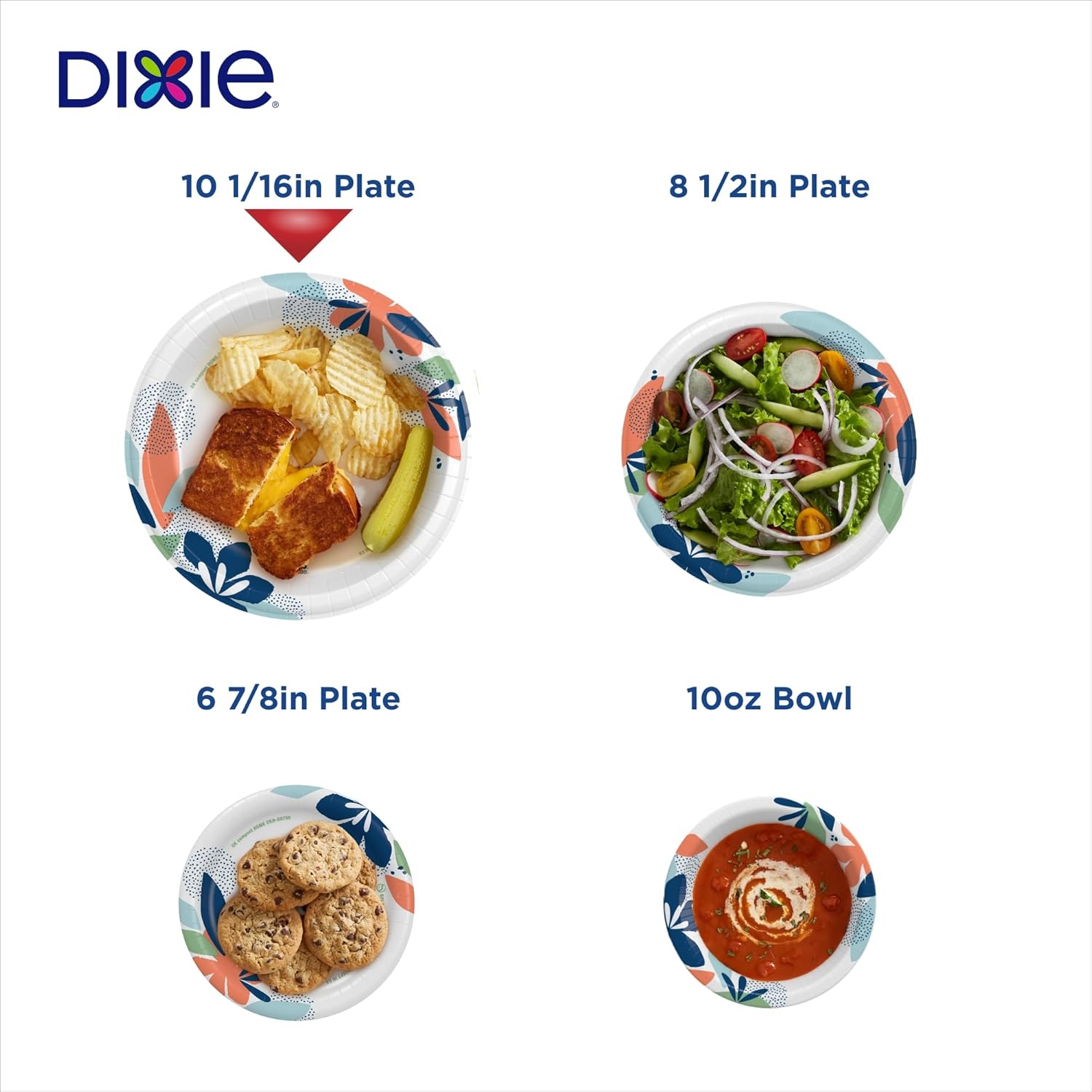 Dixie Large Paper Plates 10 Inch 204 Count 2X Stronger