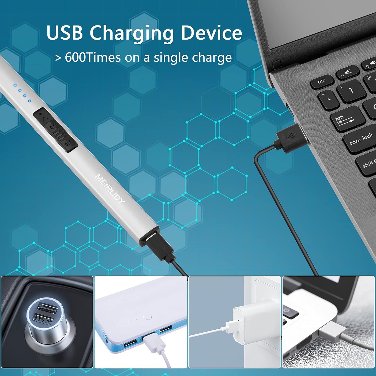 MEIRUBY Windproof Rechargeable USB Electric Candle Lighter