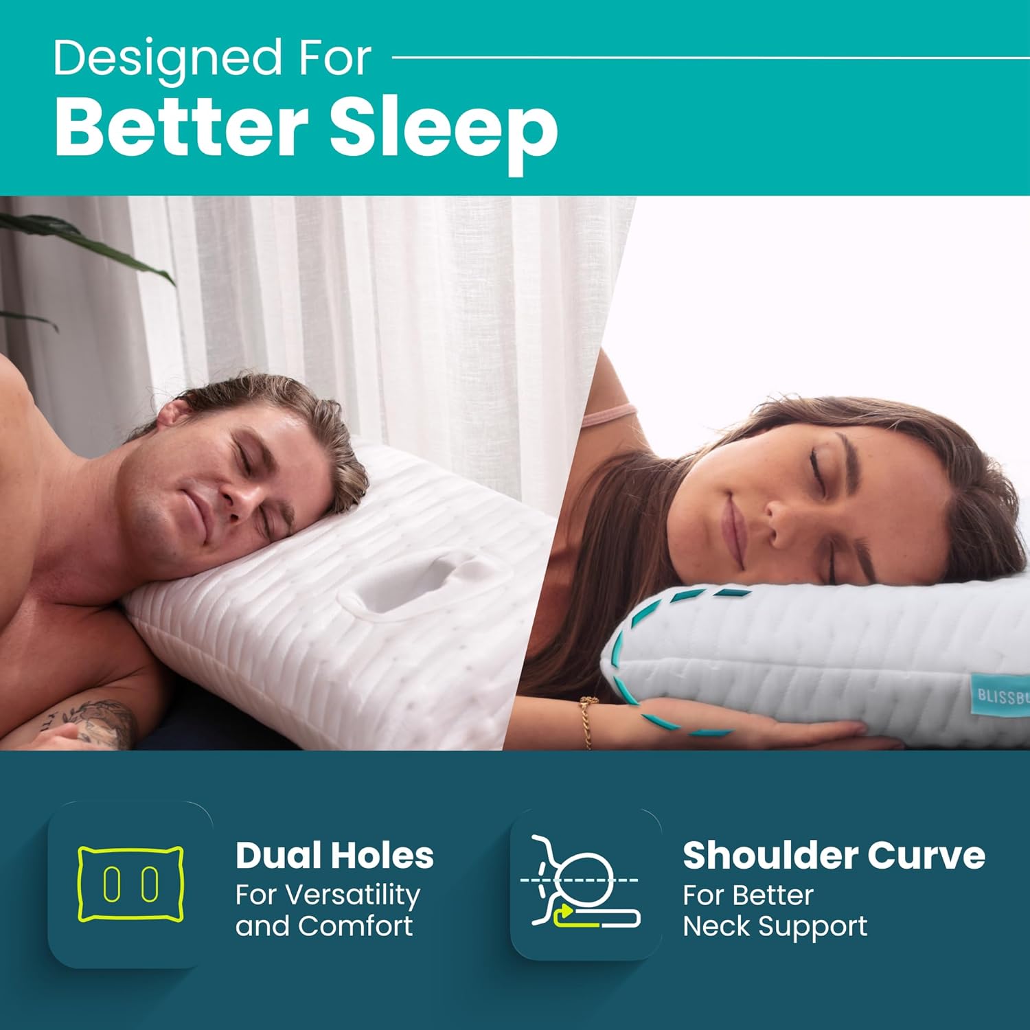 BLISSBURY Ear Pillow with Hole for Ear Piercing Comfort