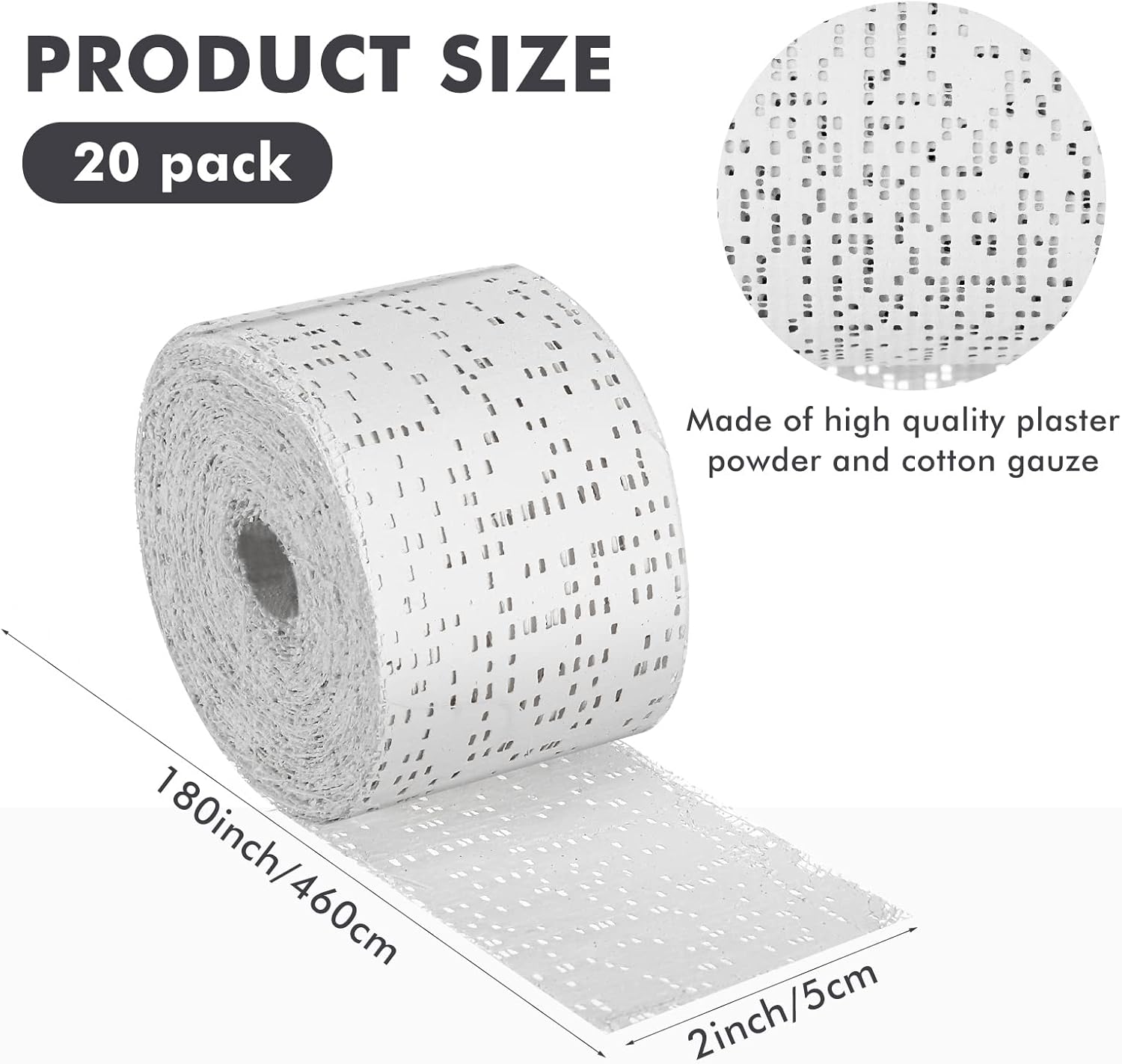20 Pack Plaster Cloth Gauze Bandage Rolls for Art and Craft Projects