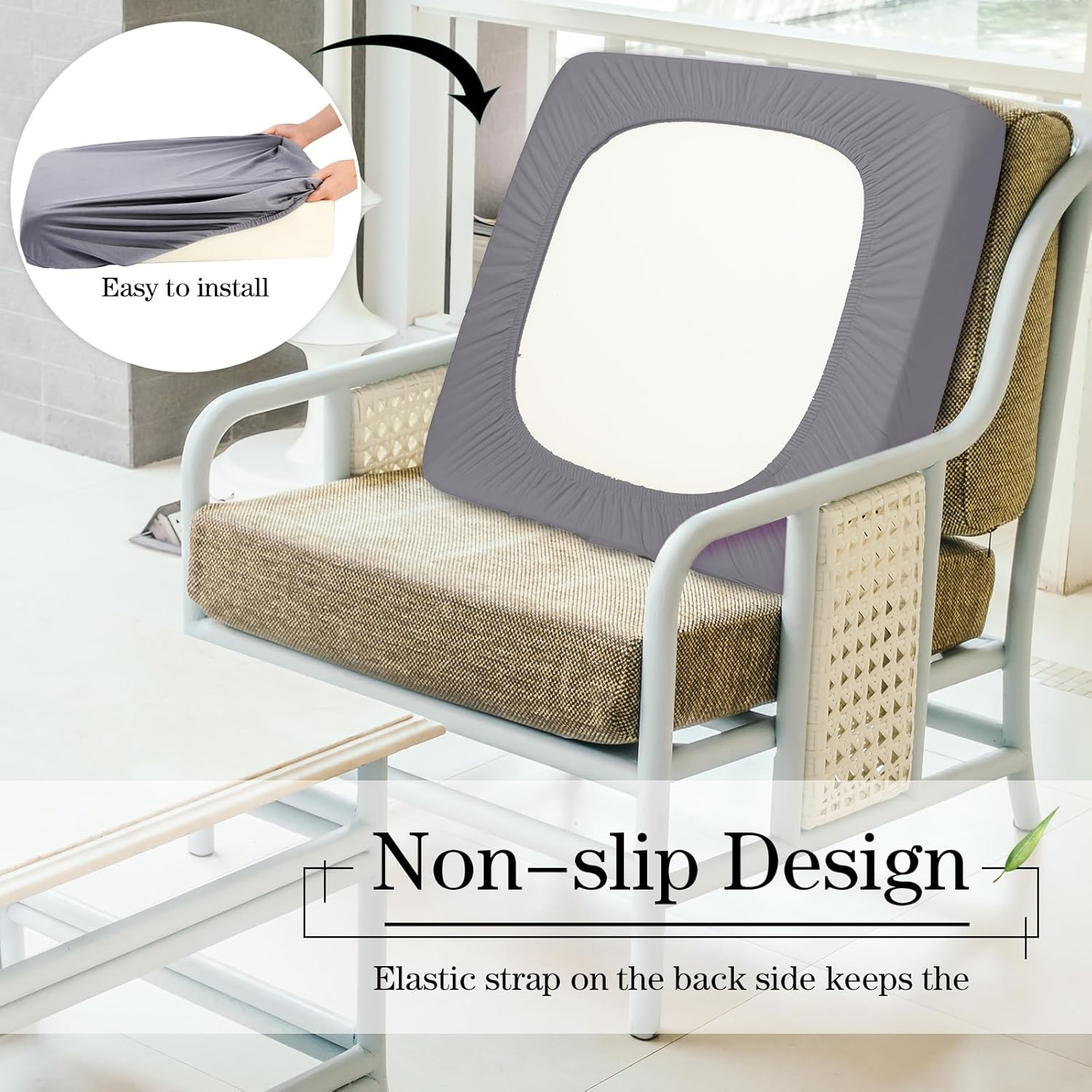 Newwiee 8Pcs Stretch Outdoor Cushion Covers