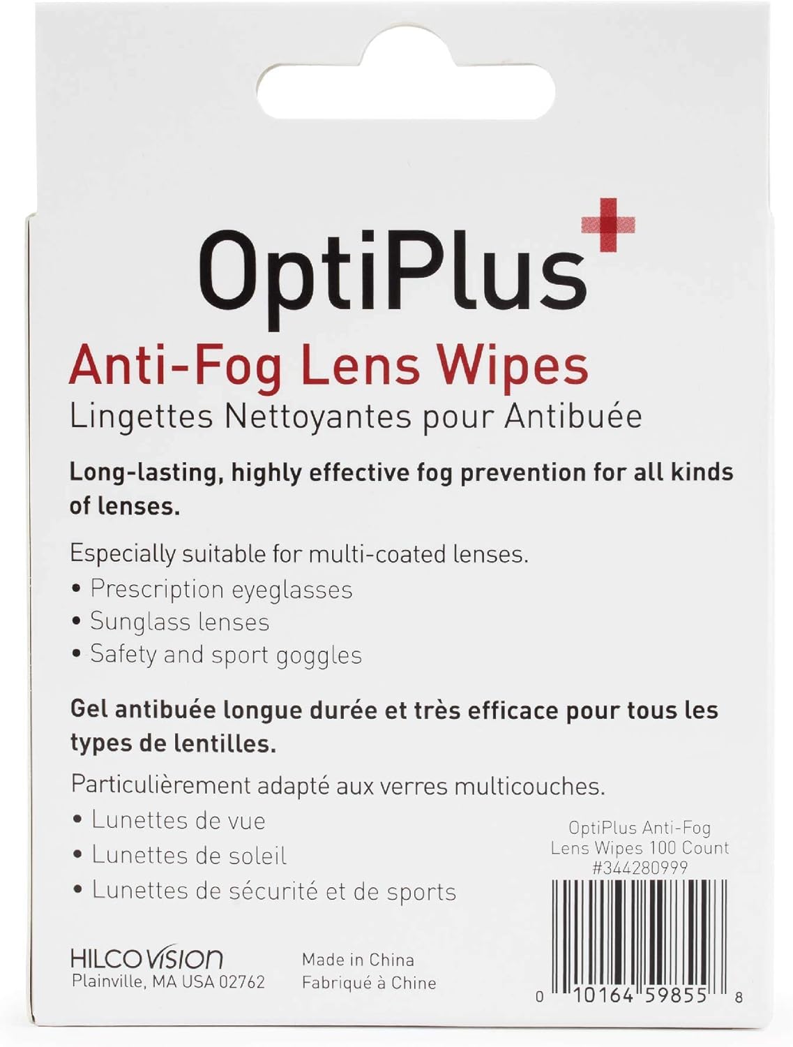 OptiPlus Anti-Fog Pre-Moistened Lens Wipes 100 Count