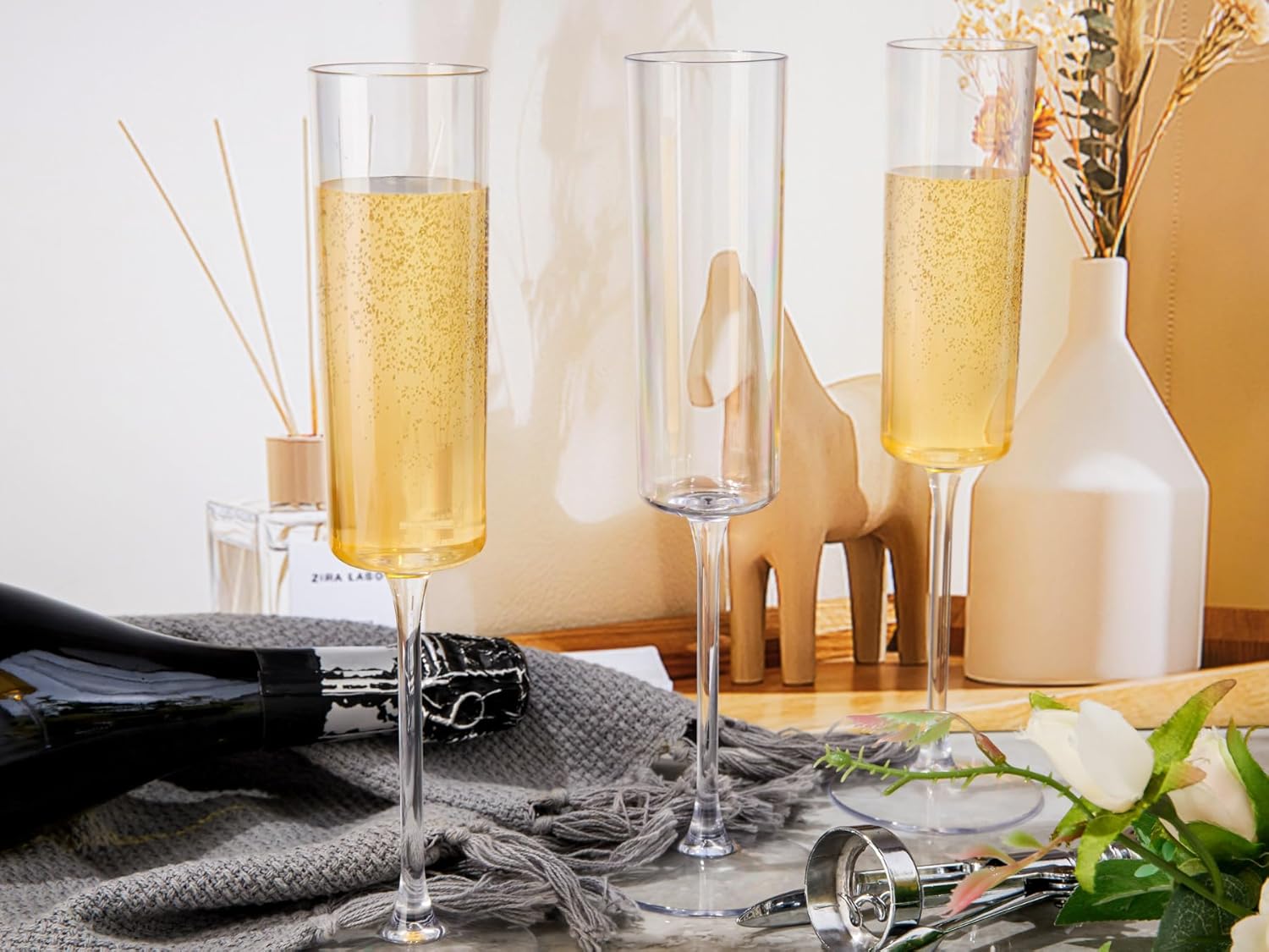 Ciaell 24 Pack Clear Plastic Champagne Flutes 6 Oz