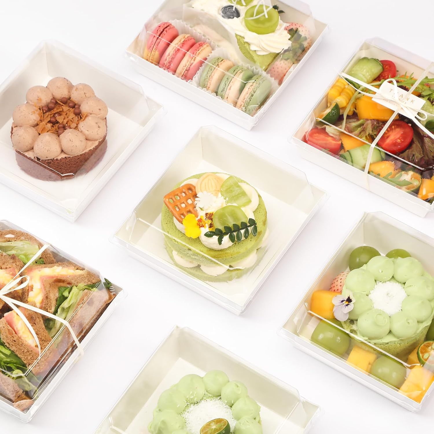 50 Pack Small Charcuterie Boxes with Clear Lids and Sporks