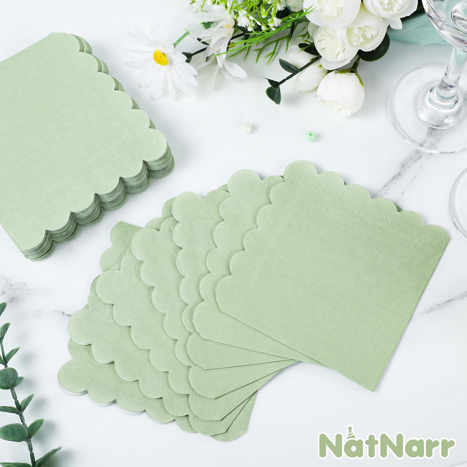 120 Pcs Sage Green Cocktail Napkins