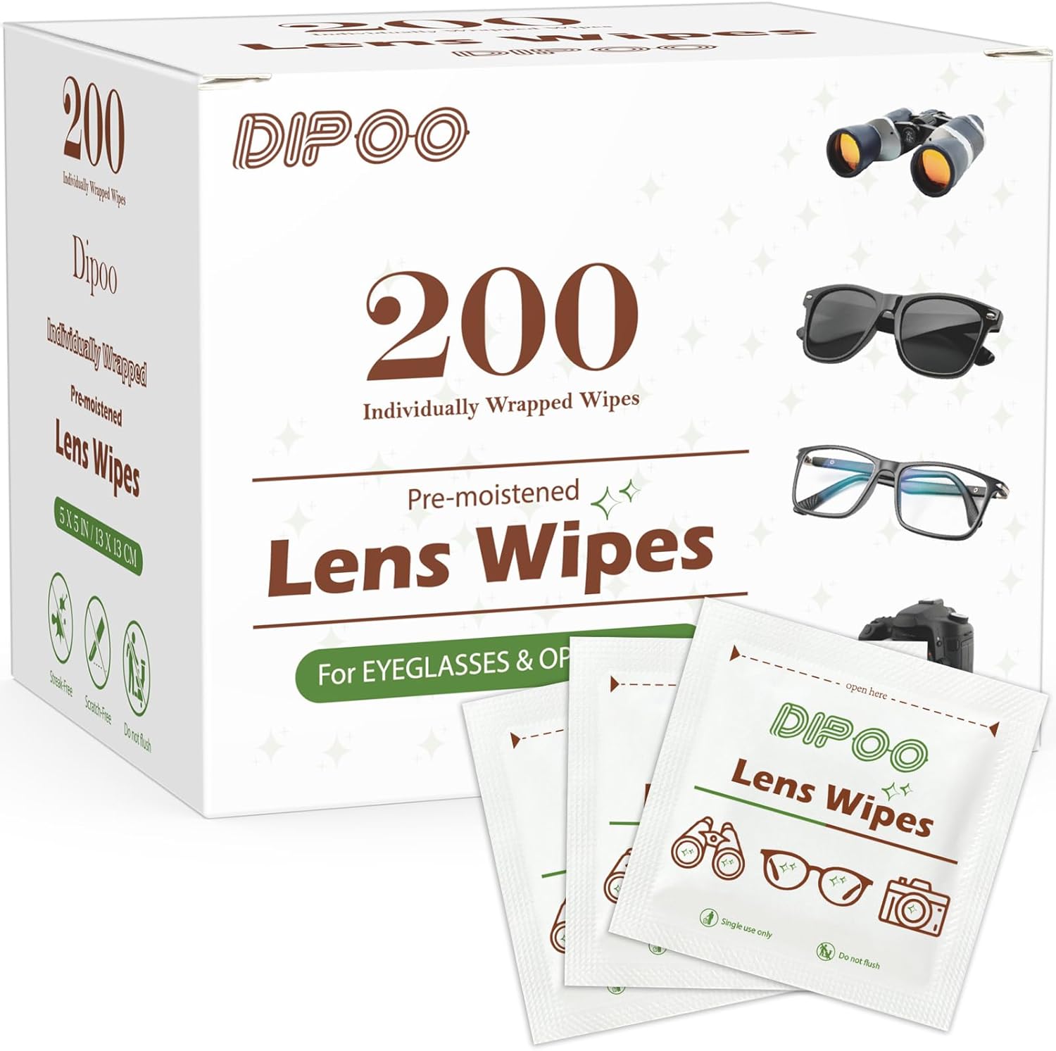 200 Count Pre-Moistened Lens Wipes for Eyeglasses and Camera Lenses