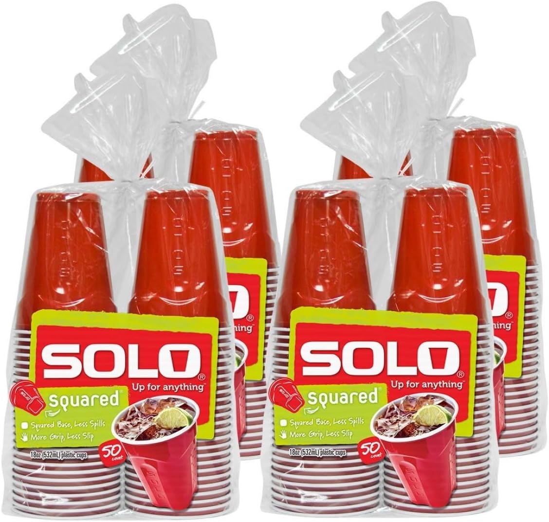 SOLO Red Squared Plastic Party Cups 18 Ounce 200 Count