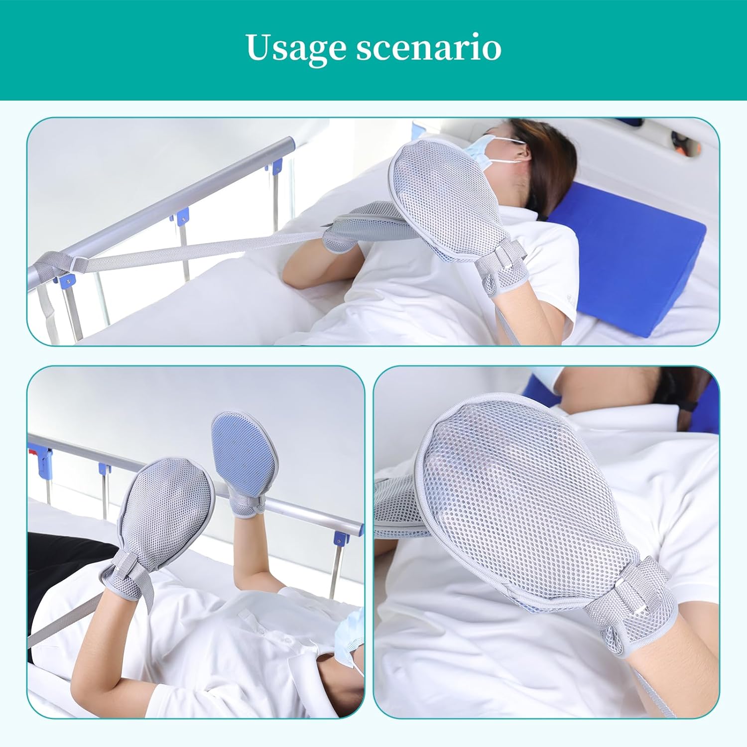 Medical Restraint Gloves - 2Pcs Washable for Seniors