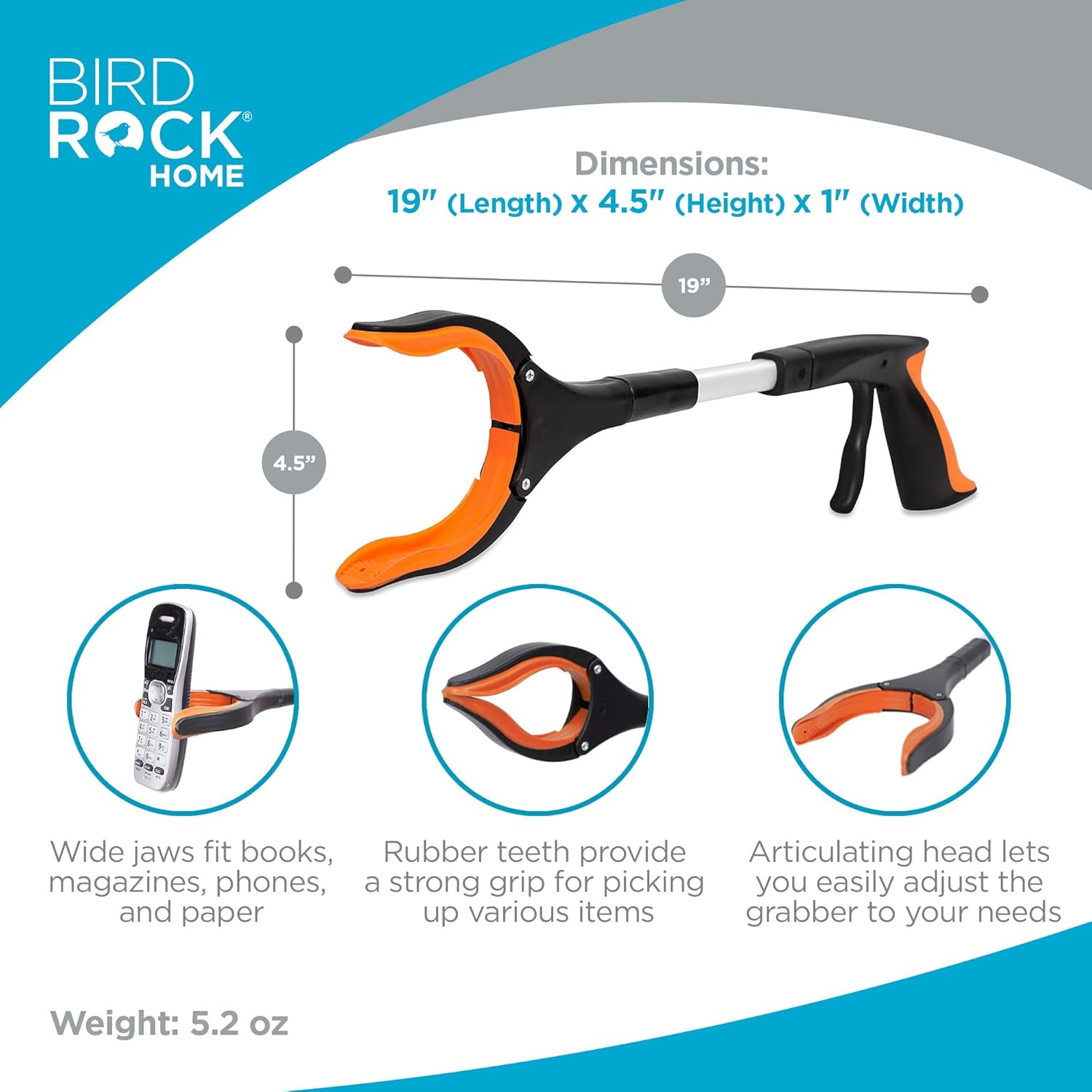 BirdRock Home Reacher Tool 19 Inch Lightweight Aluminum