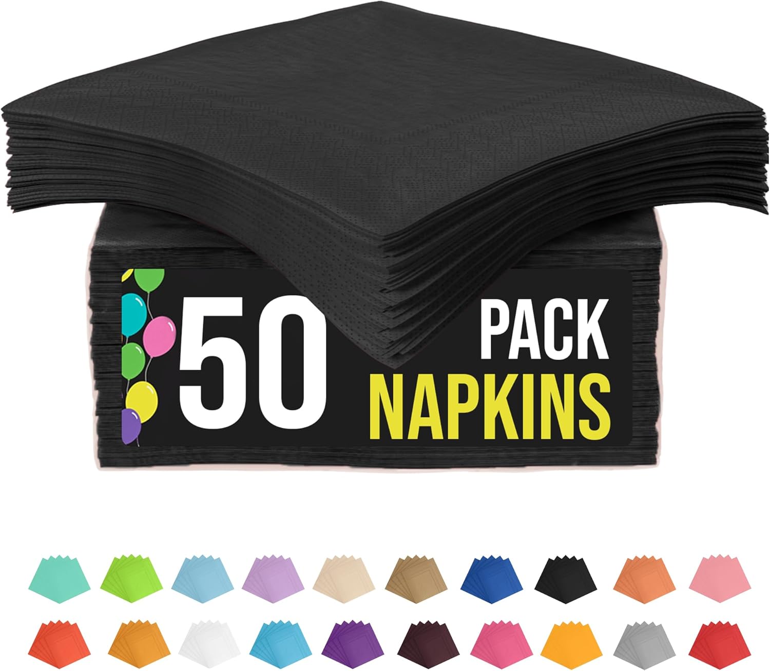 Black Paper Napkins Disposable 50 Pcs 2 Ply