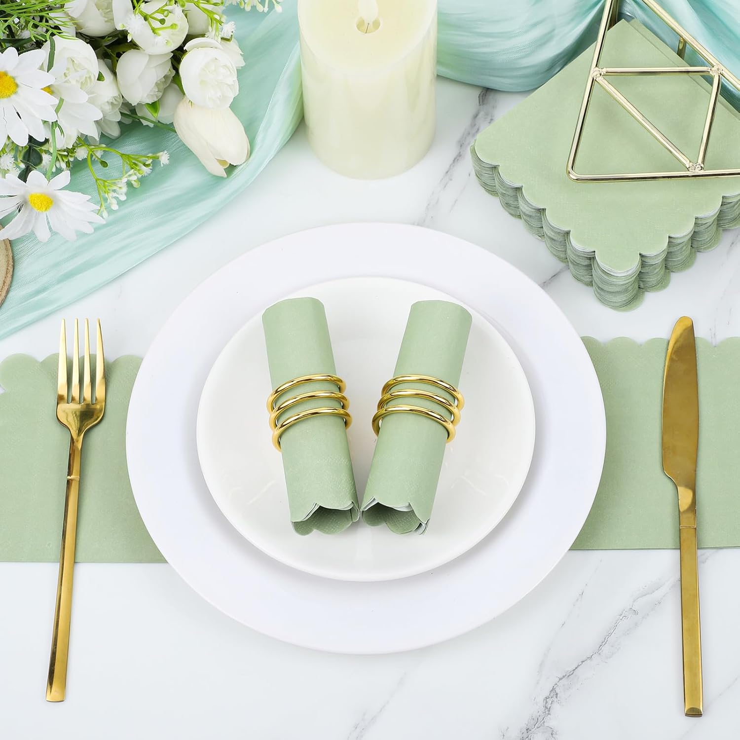 120 Pcs Sage Green Cocktail Napkins