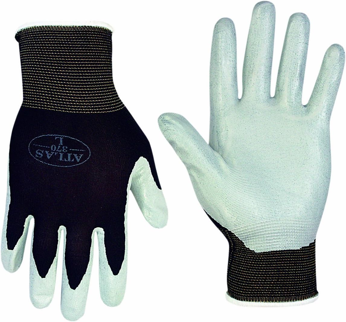 Atlas 370L Nitrile Work Gloves Large Black