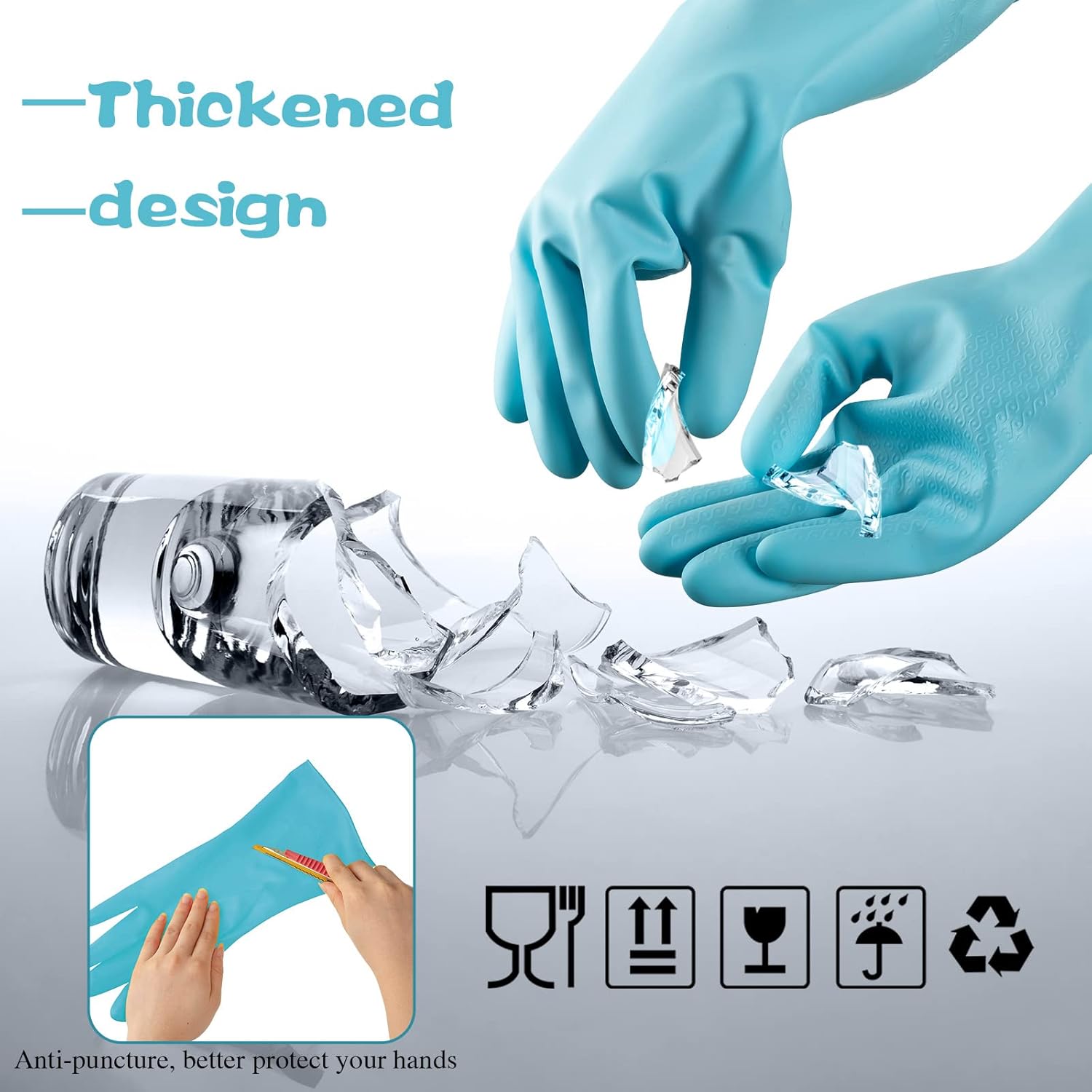 36 Pair Reusable Dishwashing Gloves with Non-Slip Design
