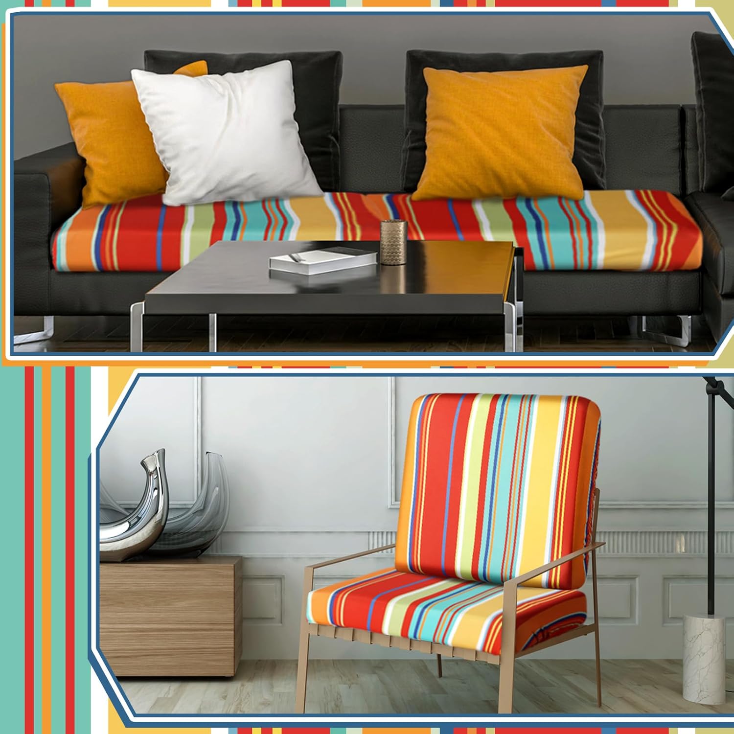 Geyoga 8 Pcs Waterproof Patio Cushion Covers