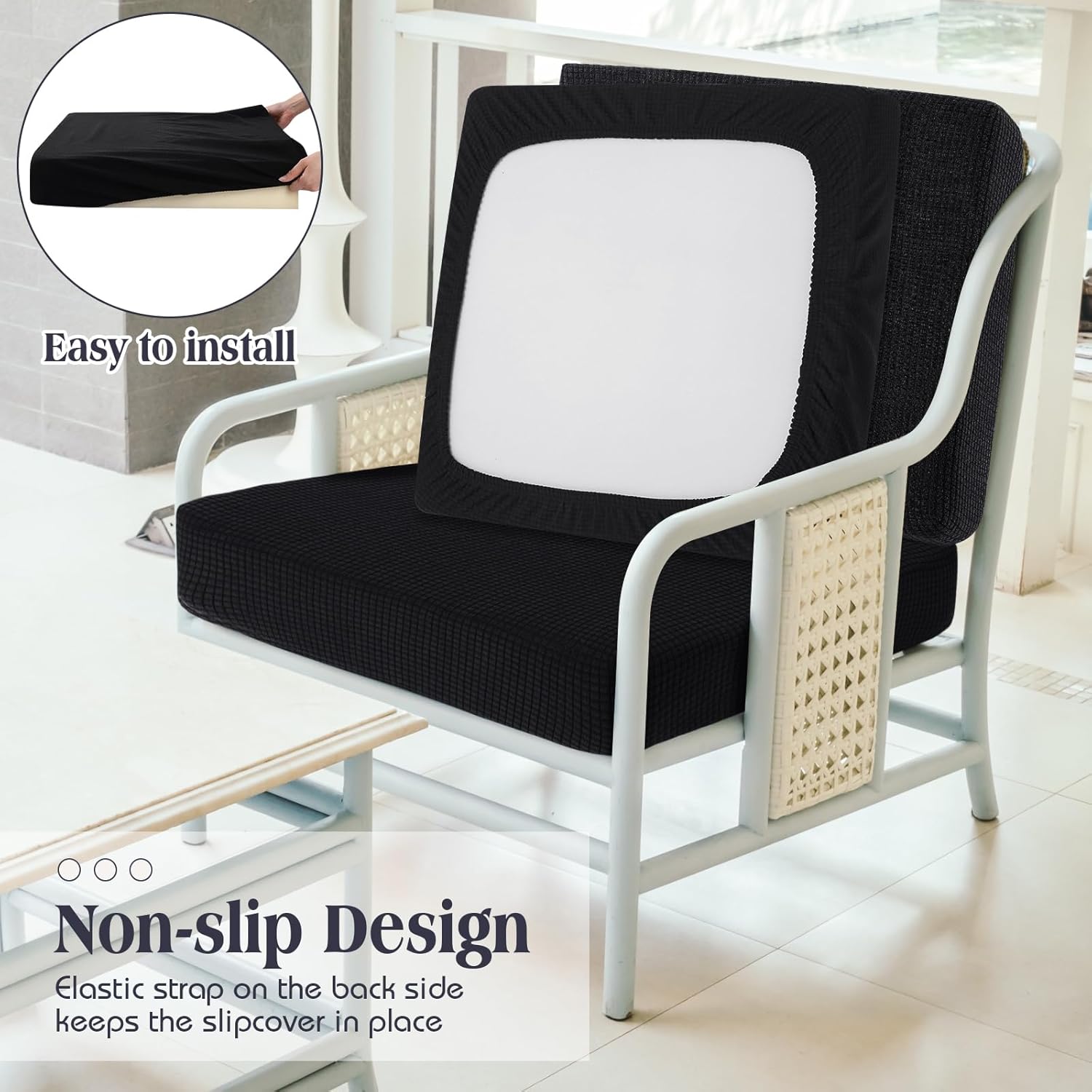Newwiee 8 Piece Outdoor Cushion Covers Black