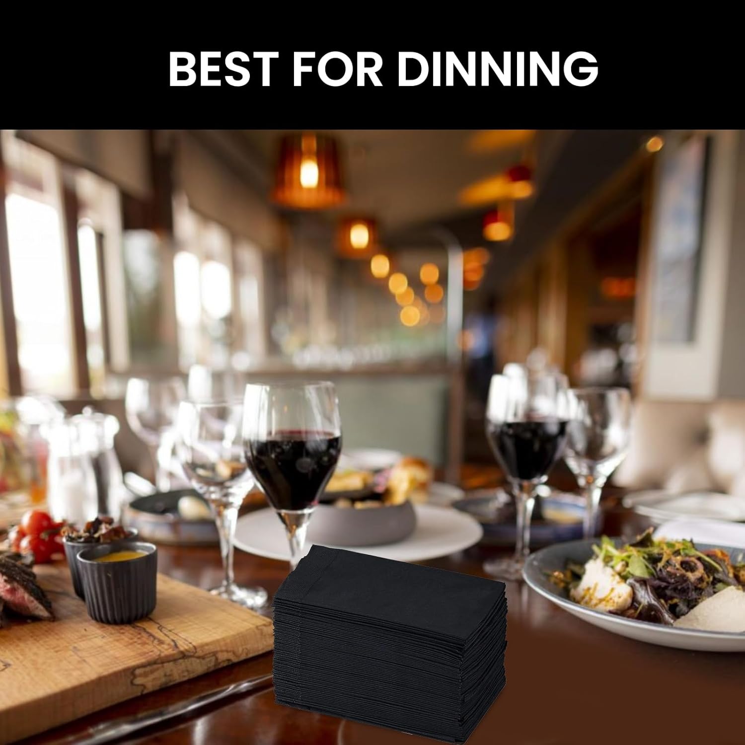 Perfectware 2 Ply Black Dinner Napkins 125 Pack