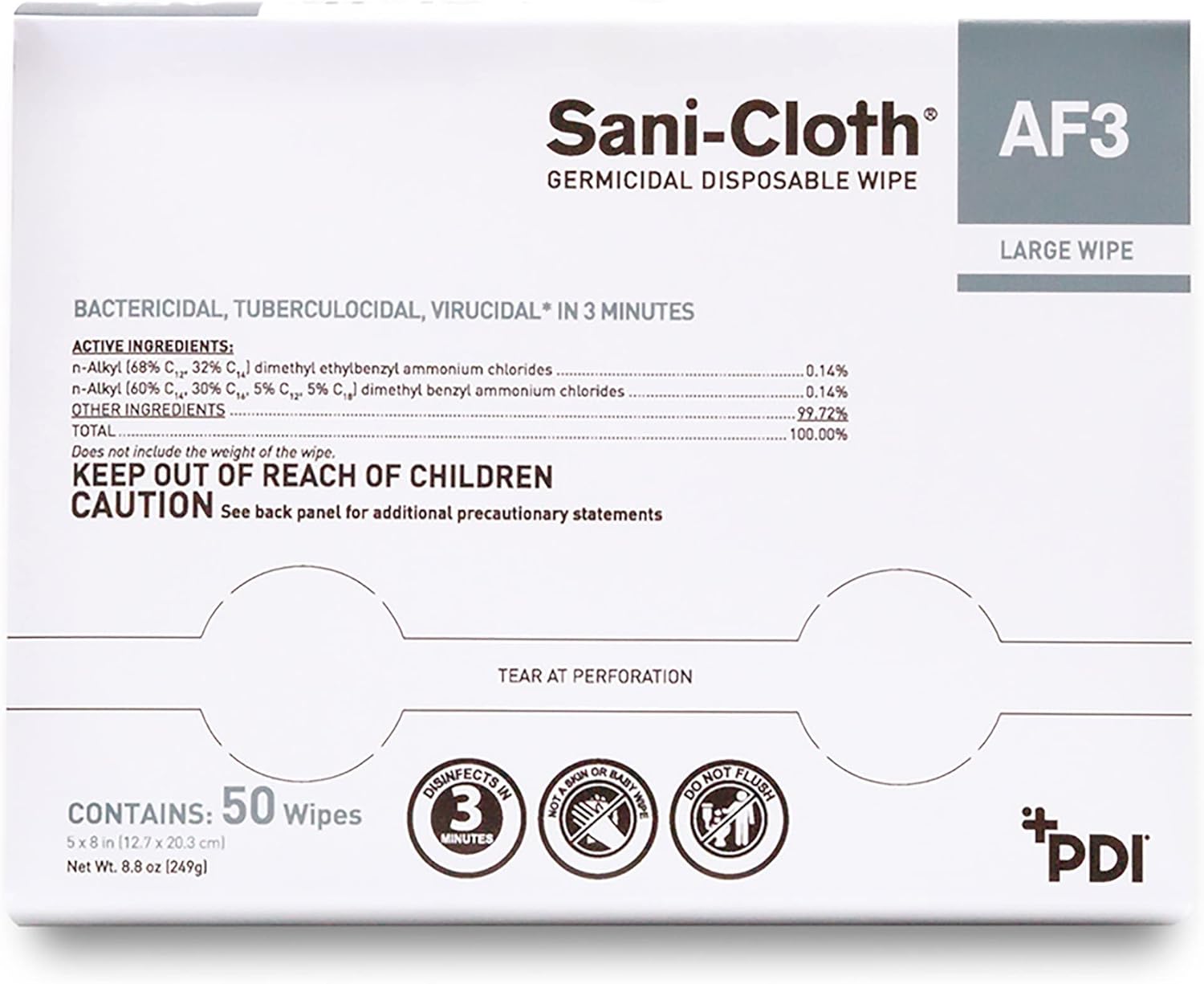 PDI Sani-Cloth AF3 Wipes 5x8 Inches