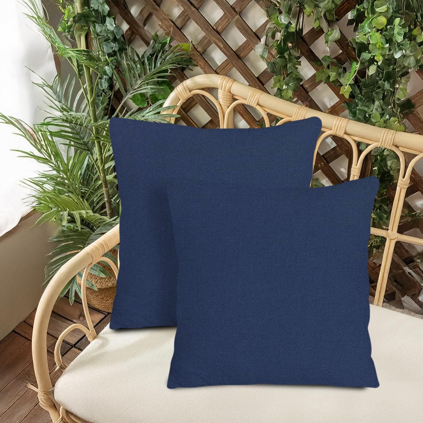 Covers All Sunbrella Outdoor Throw Pillows Pack of 2 Navy Blue 20x20