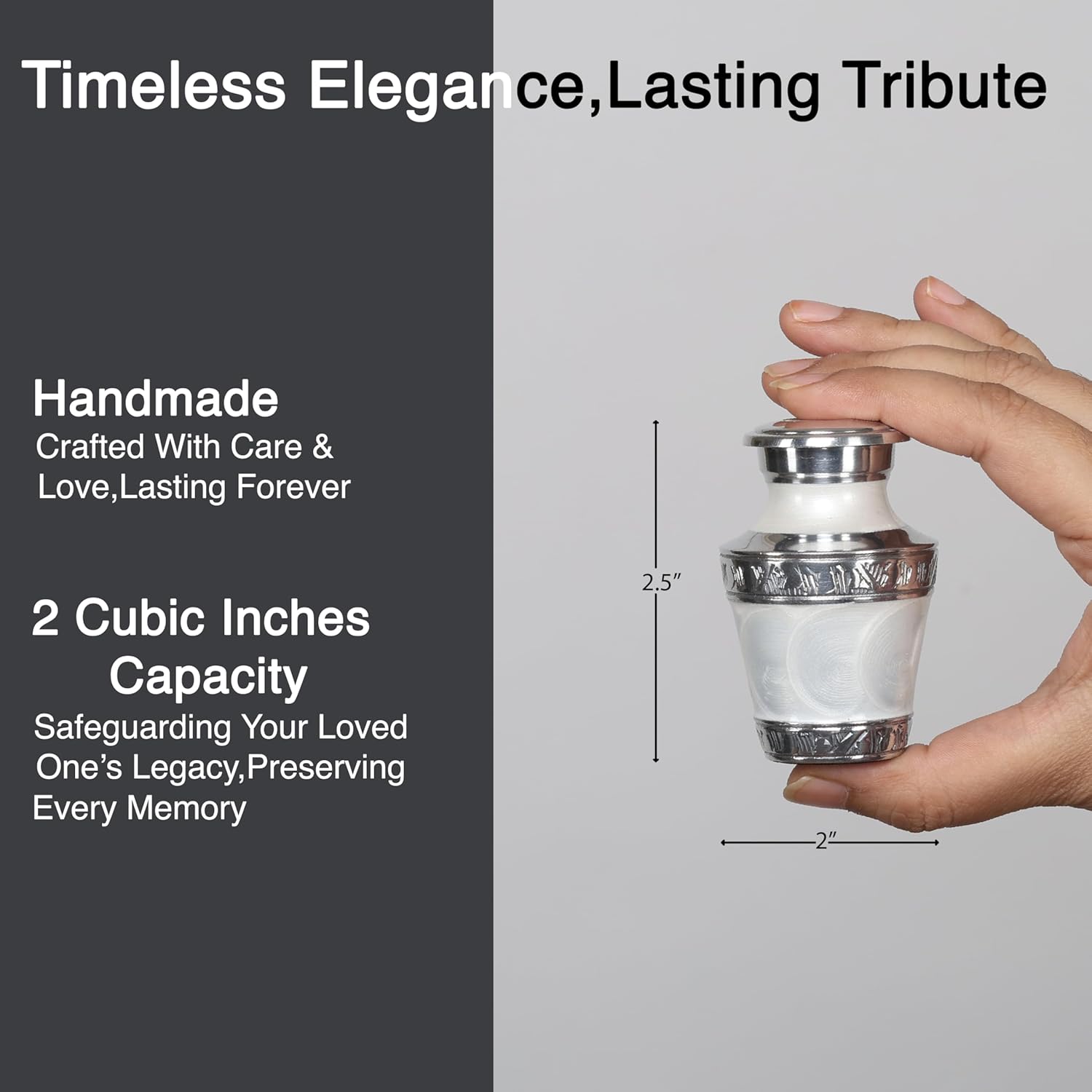 Little Urns for Human Ashes White - Small Urn for Cremation