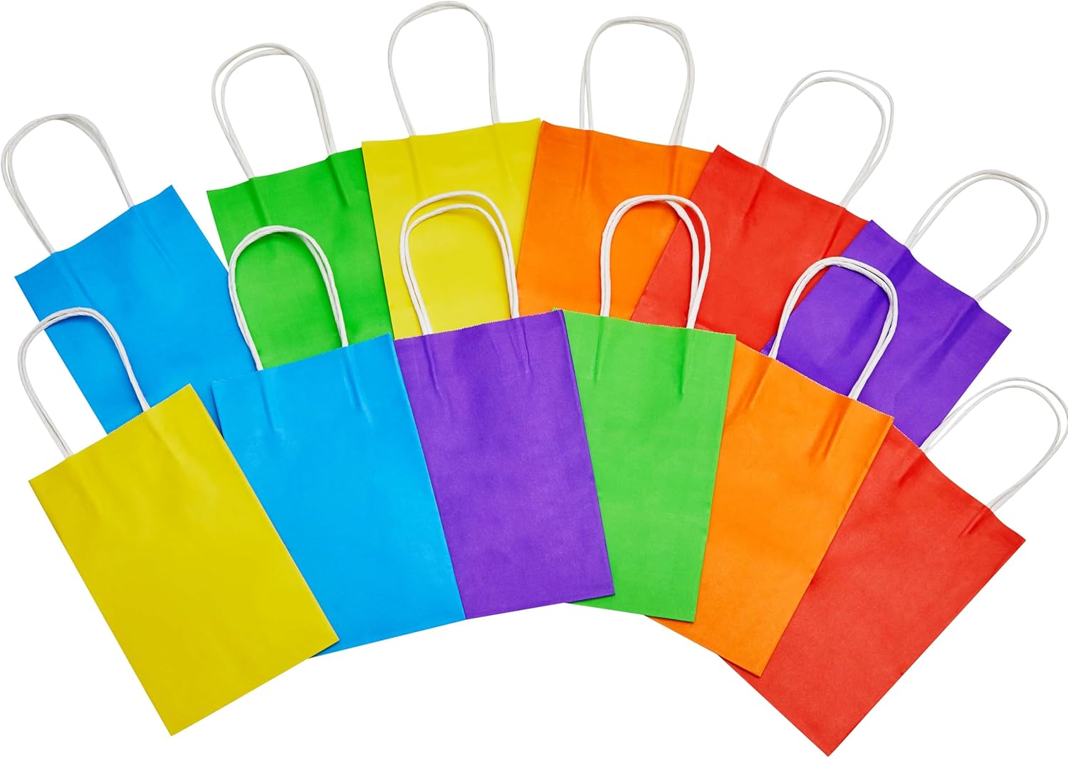 SUNCOLOR 24-Pack Rainbow Gift Bags with Handles