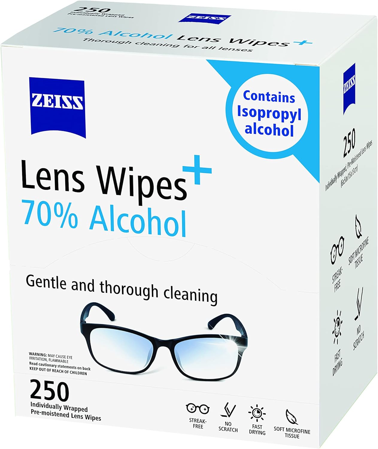 ZEISS Pre-Moistened Lens Wipes 250 Count