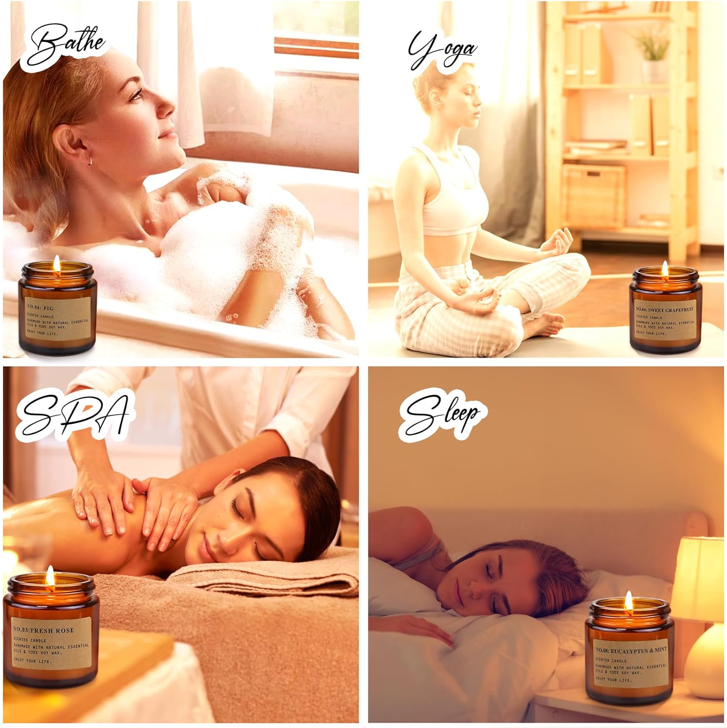 8 Pack Soy Wax Aromatherapy Candle Set for Home