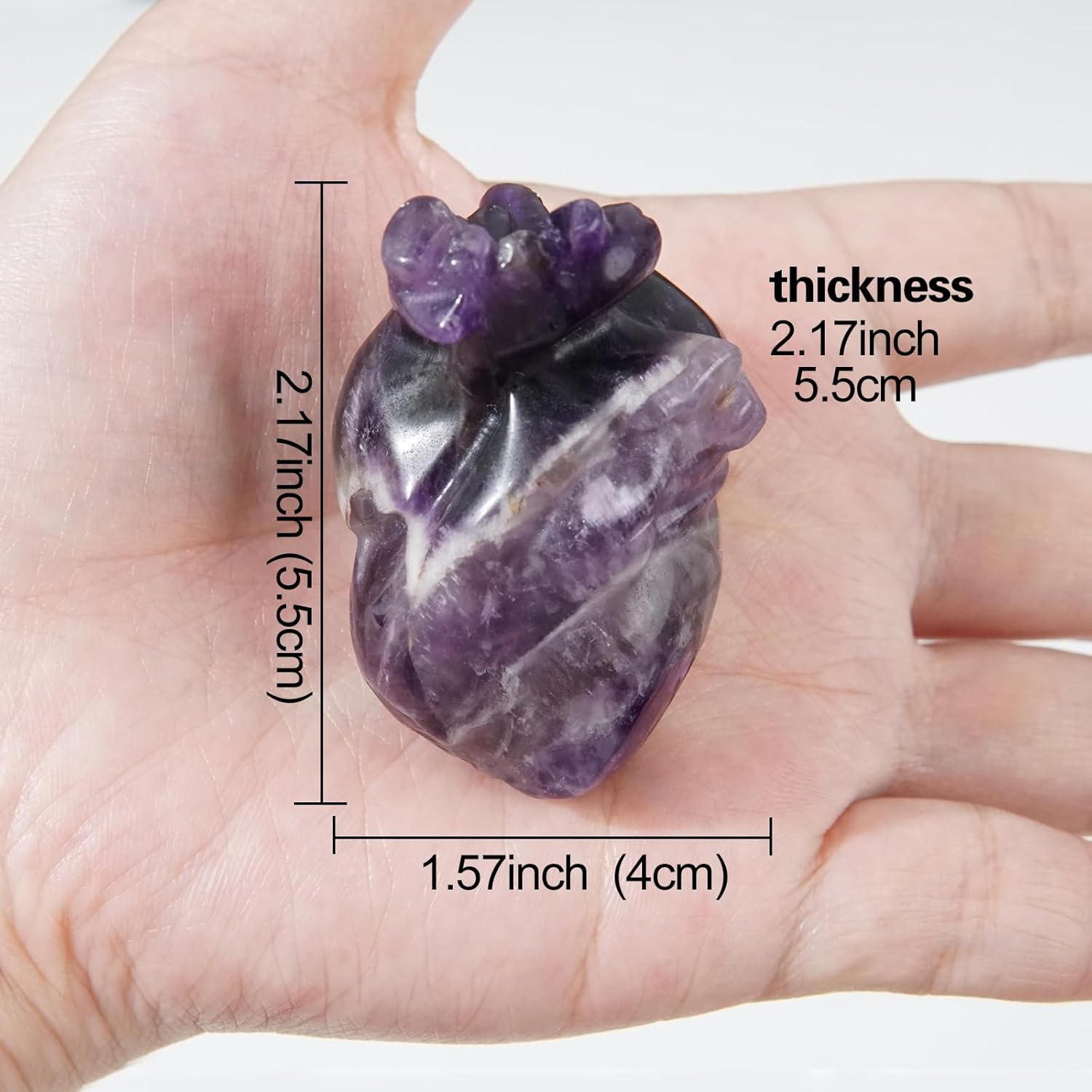 MiyouLuna 217 Inch Amethyst Heart Crystal Sculpture