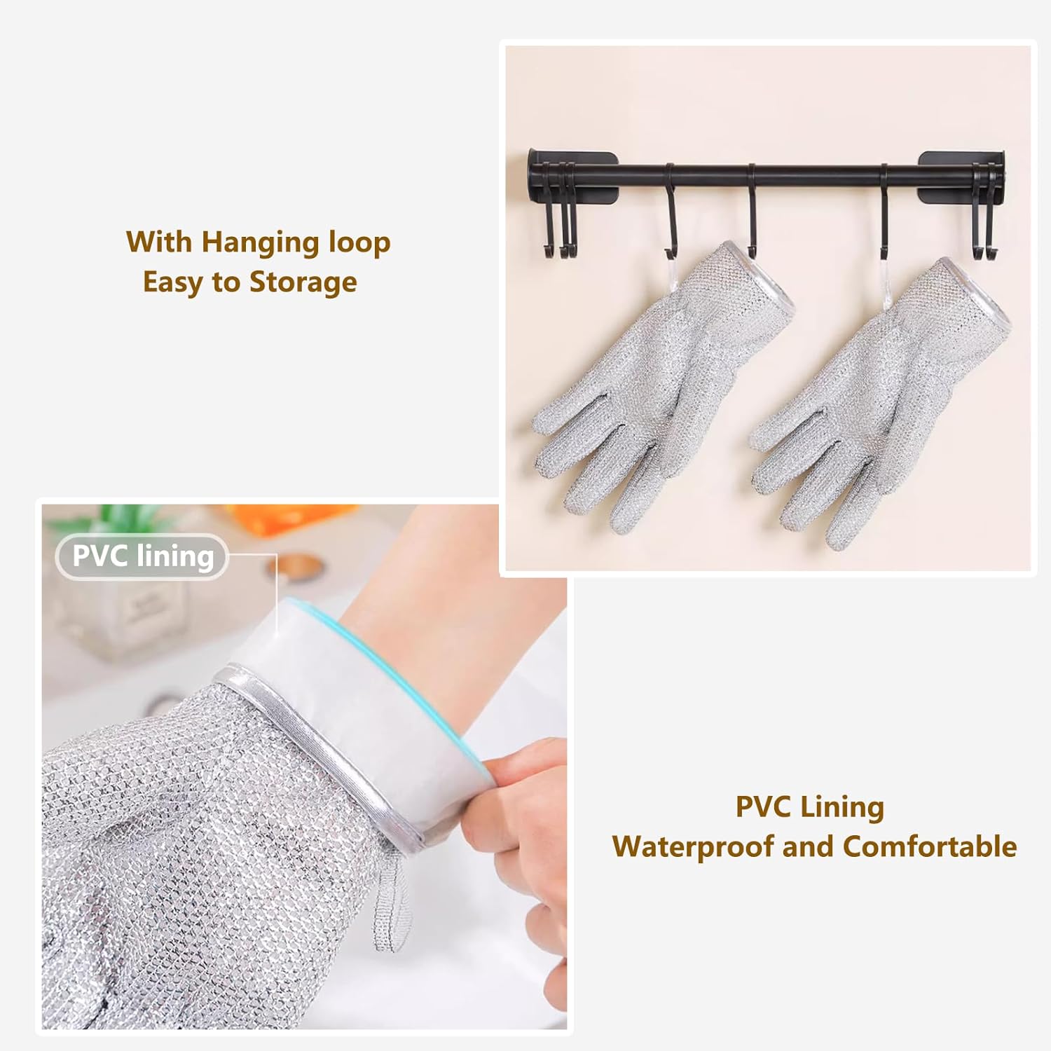 Steel Wire Dishwashing Gloves 2 Pairs