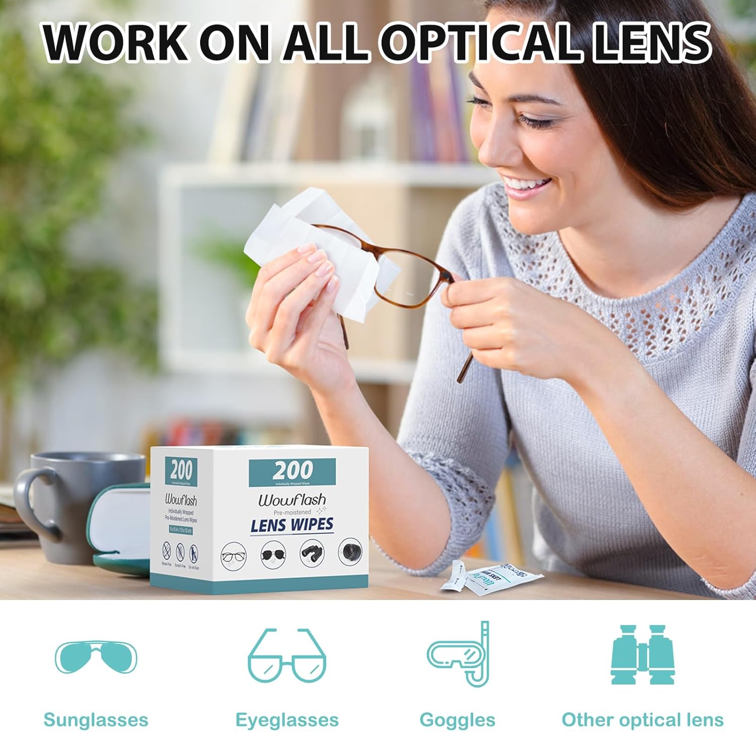 200 Count Lens Wipes for Eyeglasses and Sunglasses