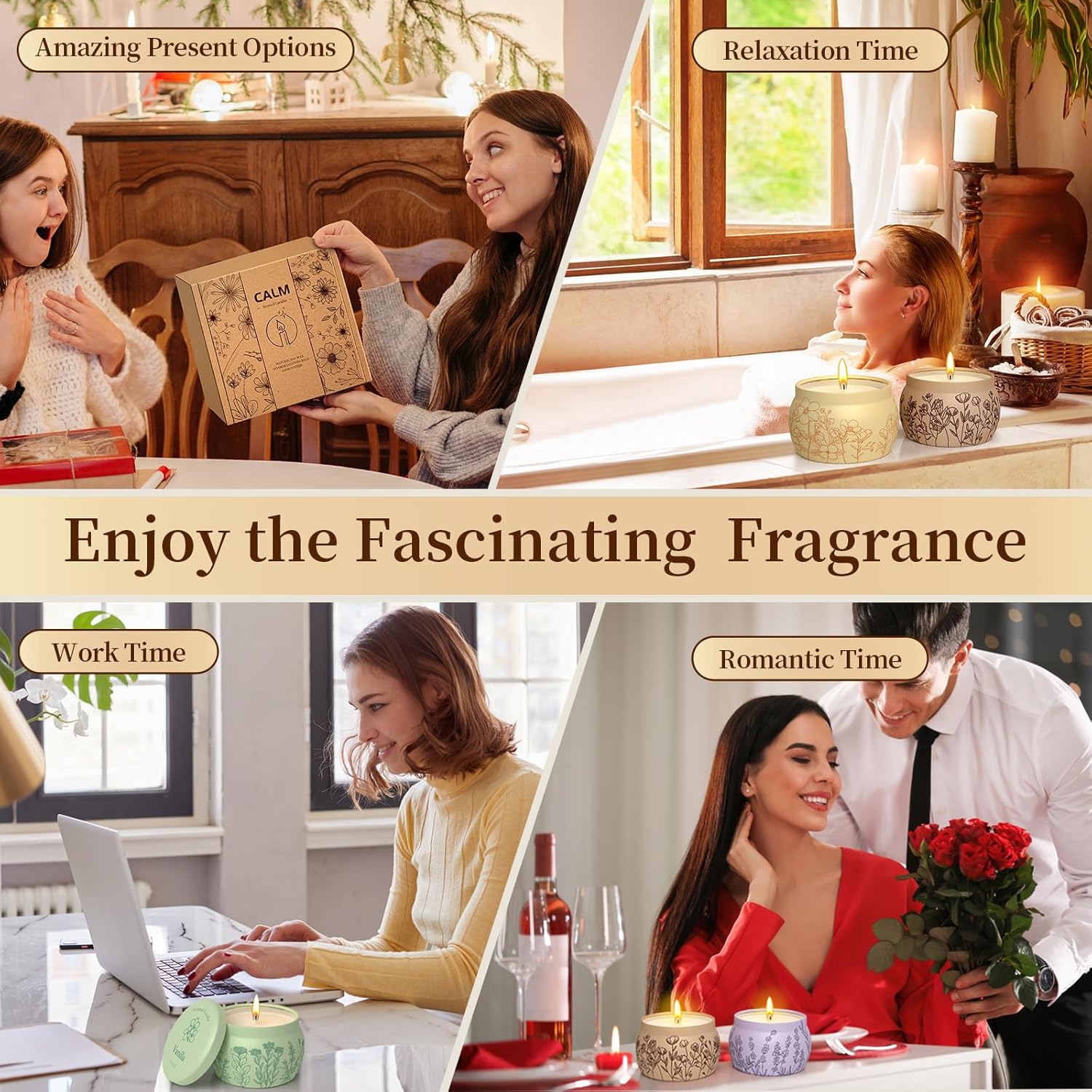 WarmEmbrace Scented Candle Set for Women 4 Pack