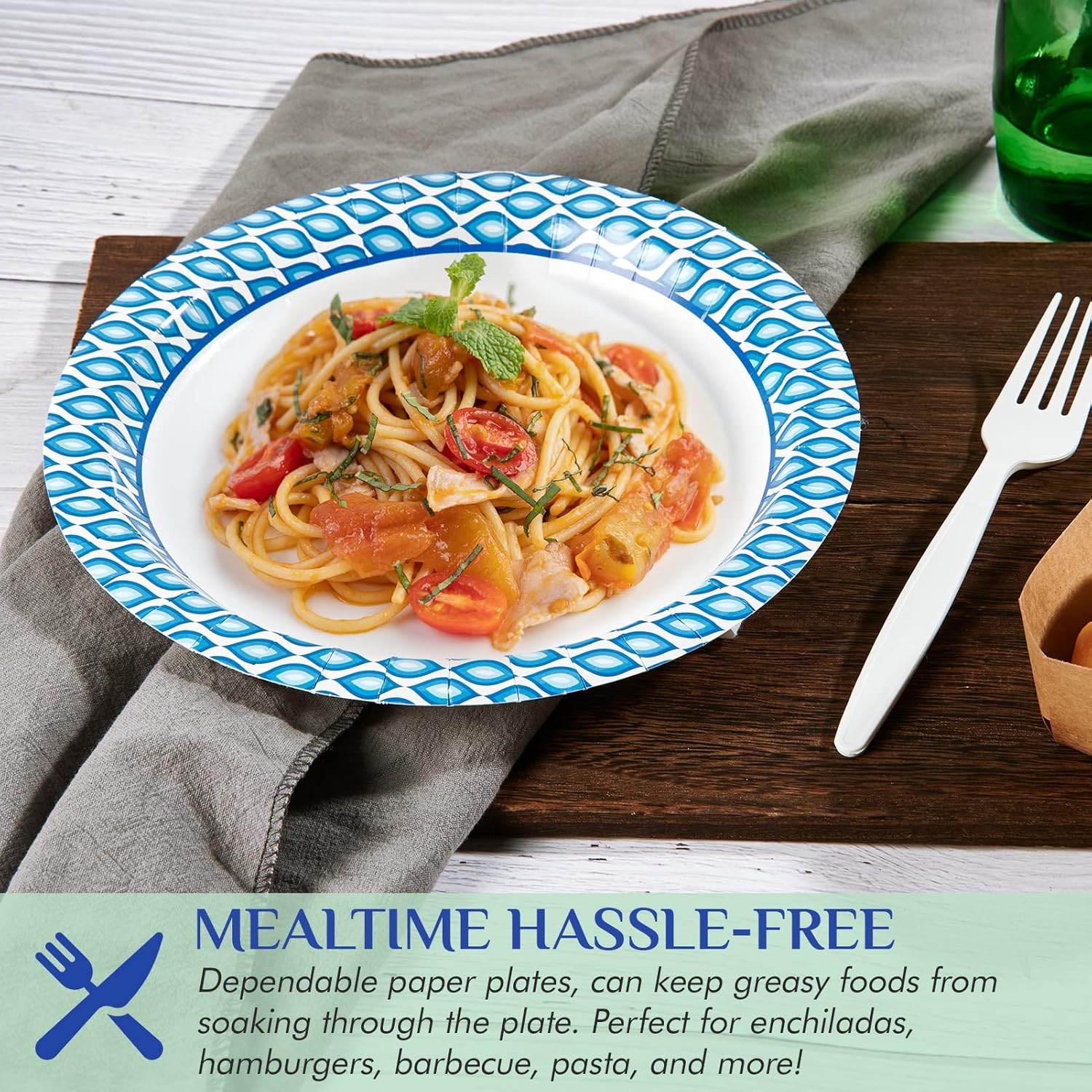 MUCHII 8375 Inch Disposable Paper Plates 300 Count