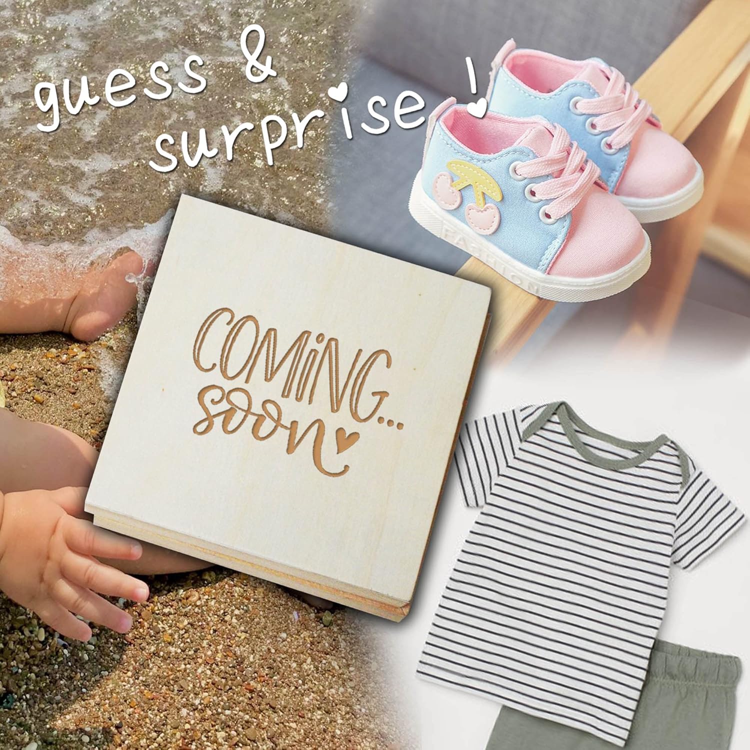 Yudarte Grandparents Baby Announcement Wood Box