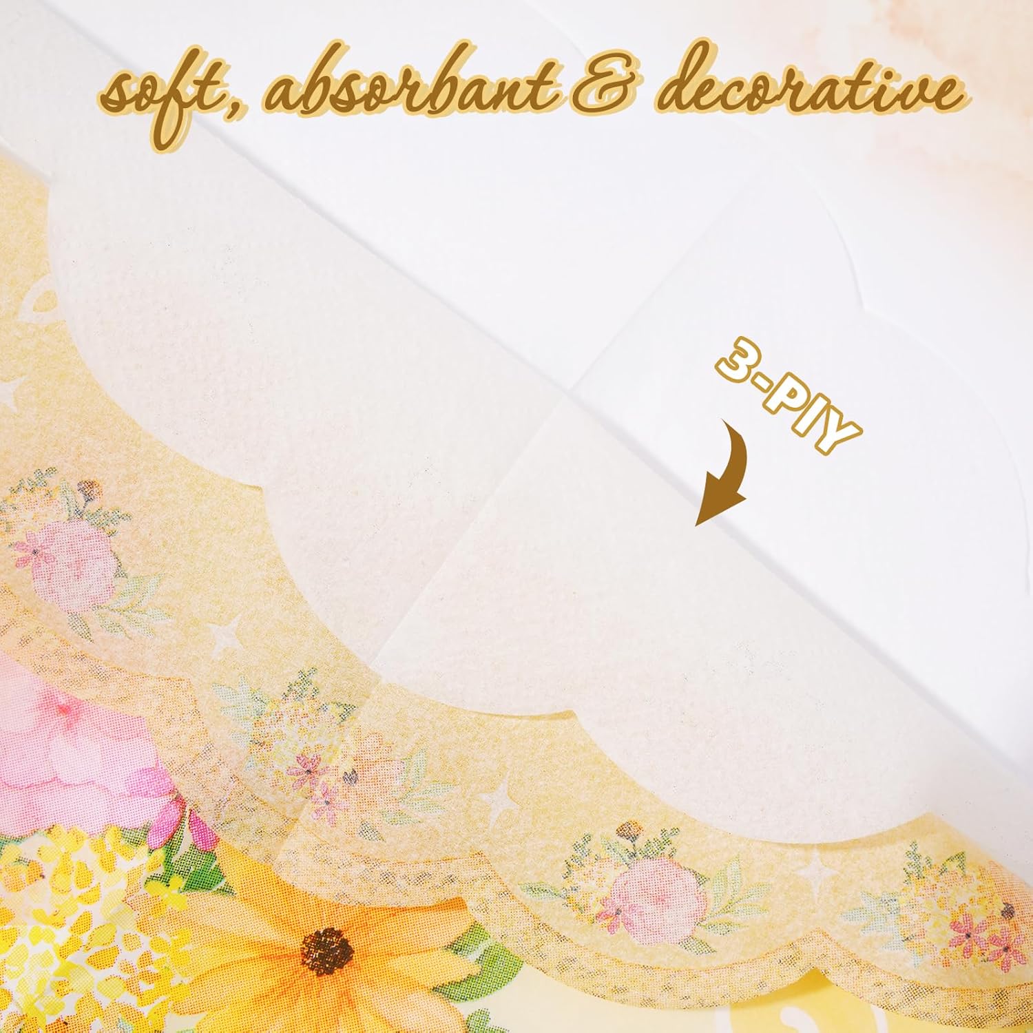 Floral Tea Party Napkins 100pcs Scalloped Decor