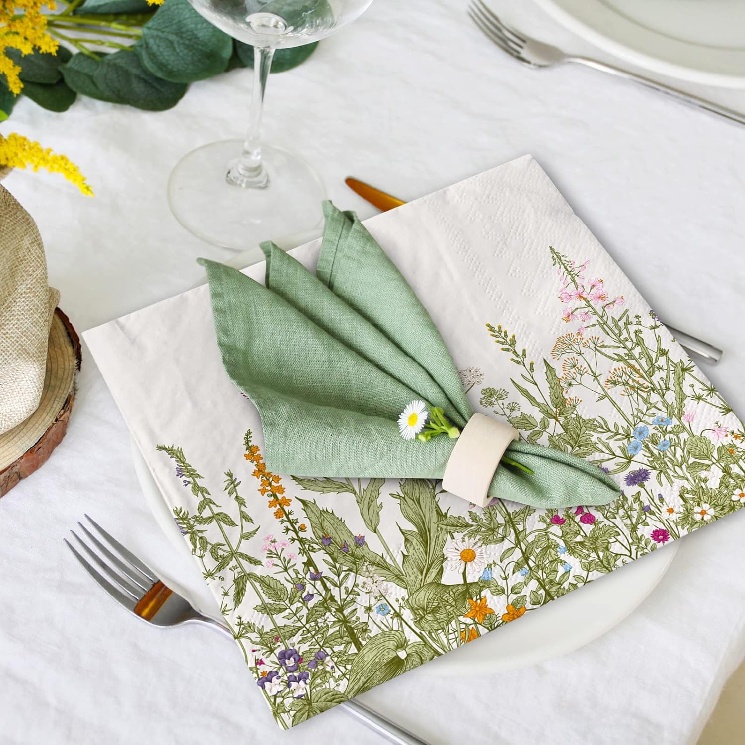 AnyDesign 80 Pack Floral Luncheon Napkins for Home Kitchen Party Supplies
