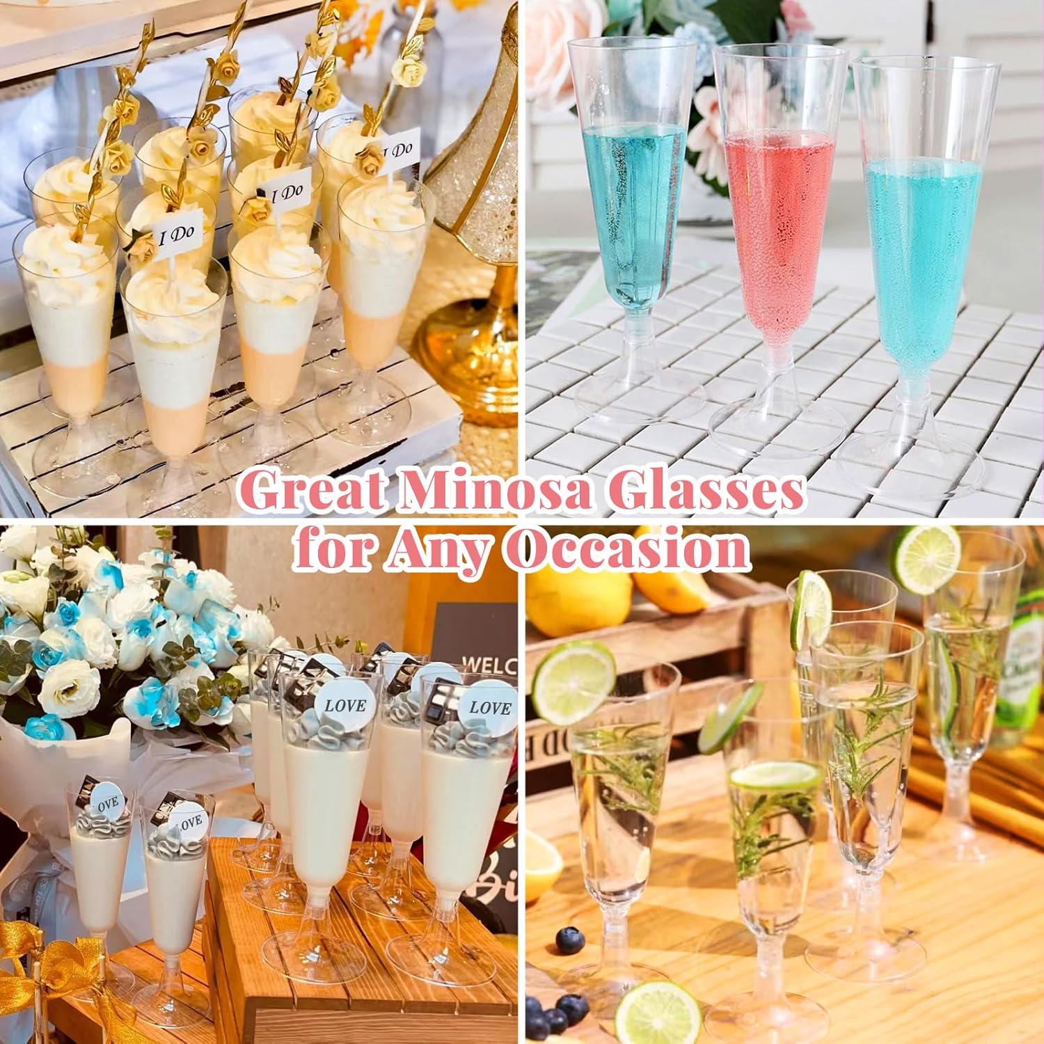 Surehome 40 Pack Plastic Champagne Flutes