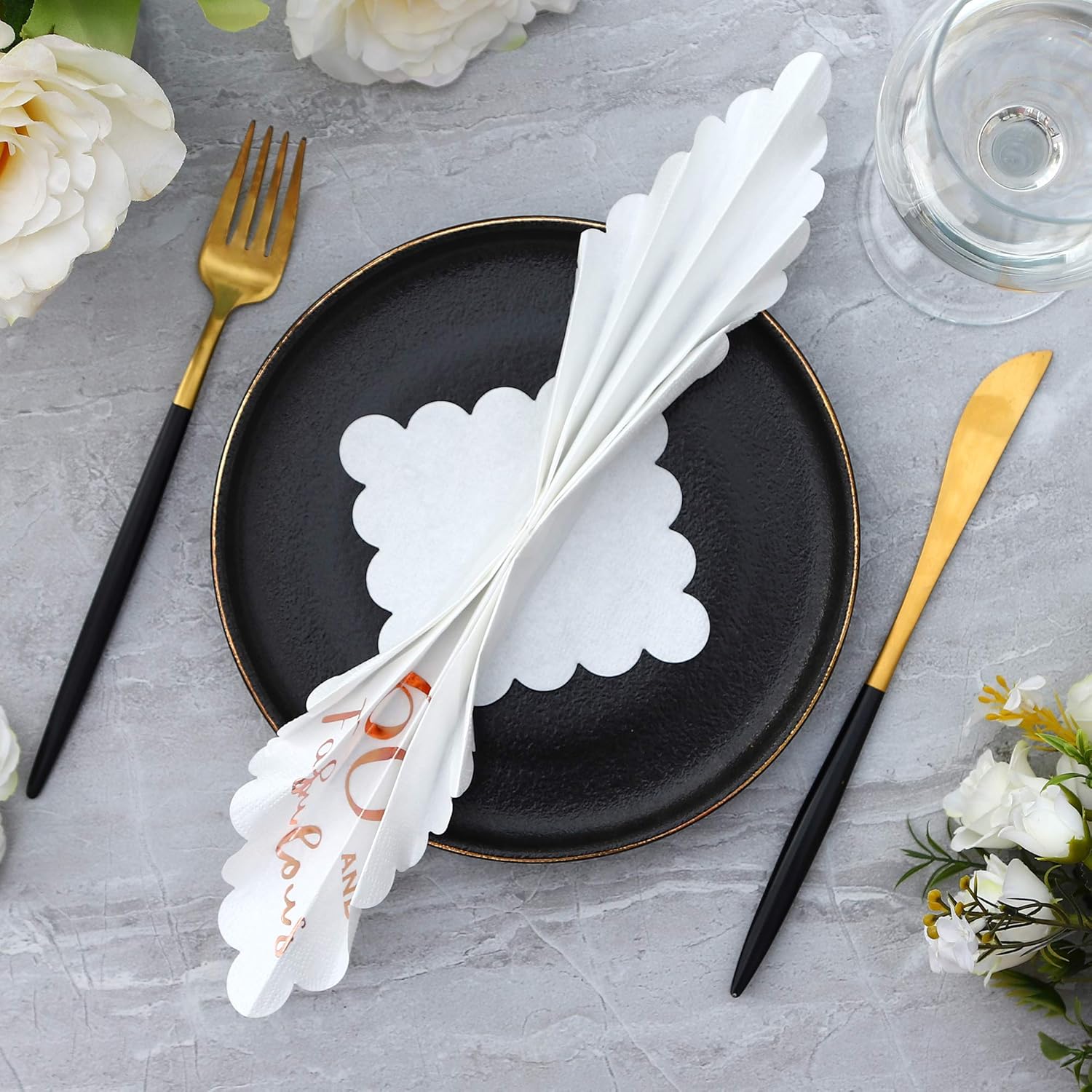 60 and Fabulous Cocktail Napkins Rose Gold