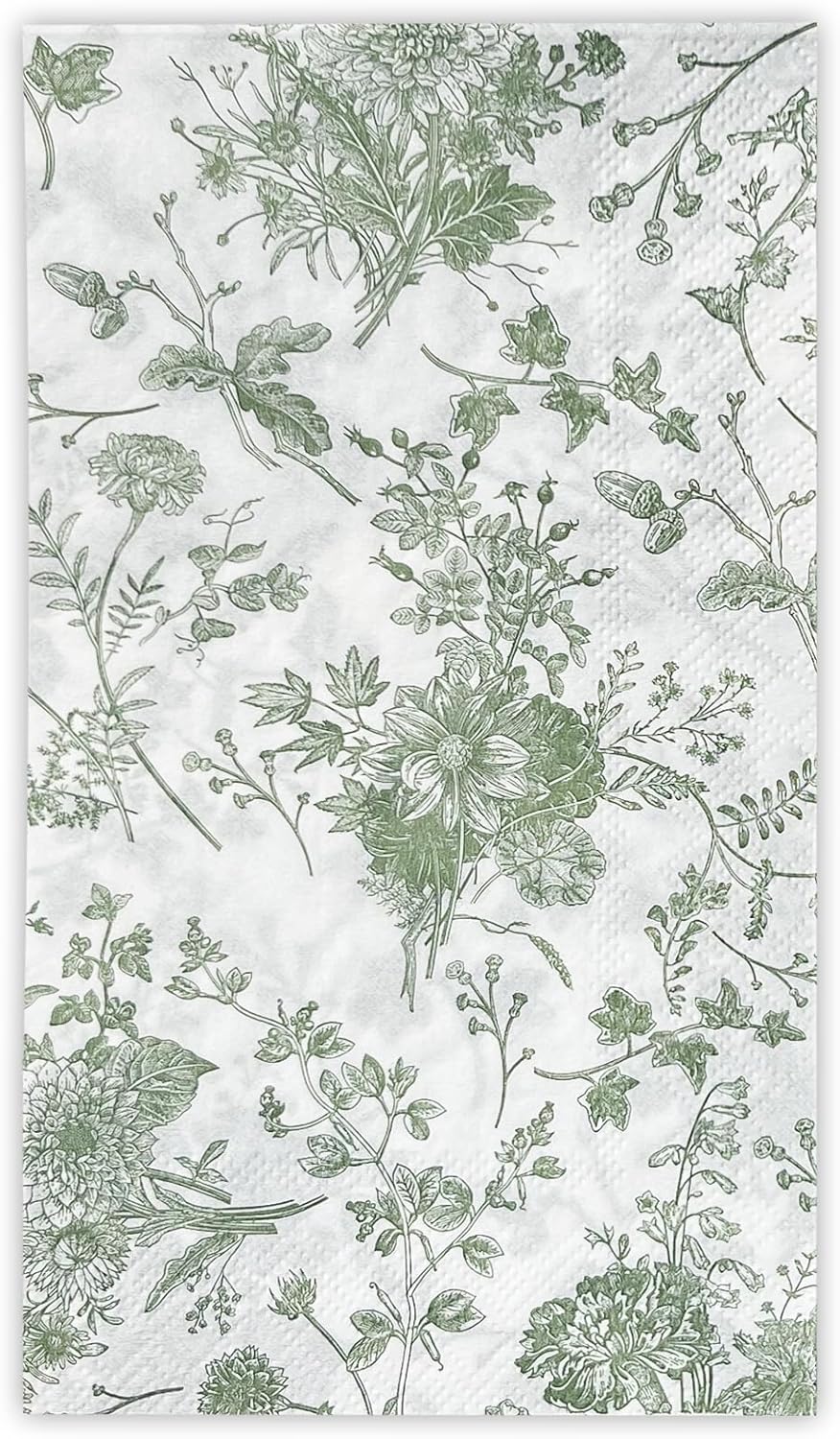 WRAPAHOLIC 25Pcs Green Floral Napkins for Events