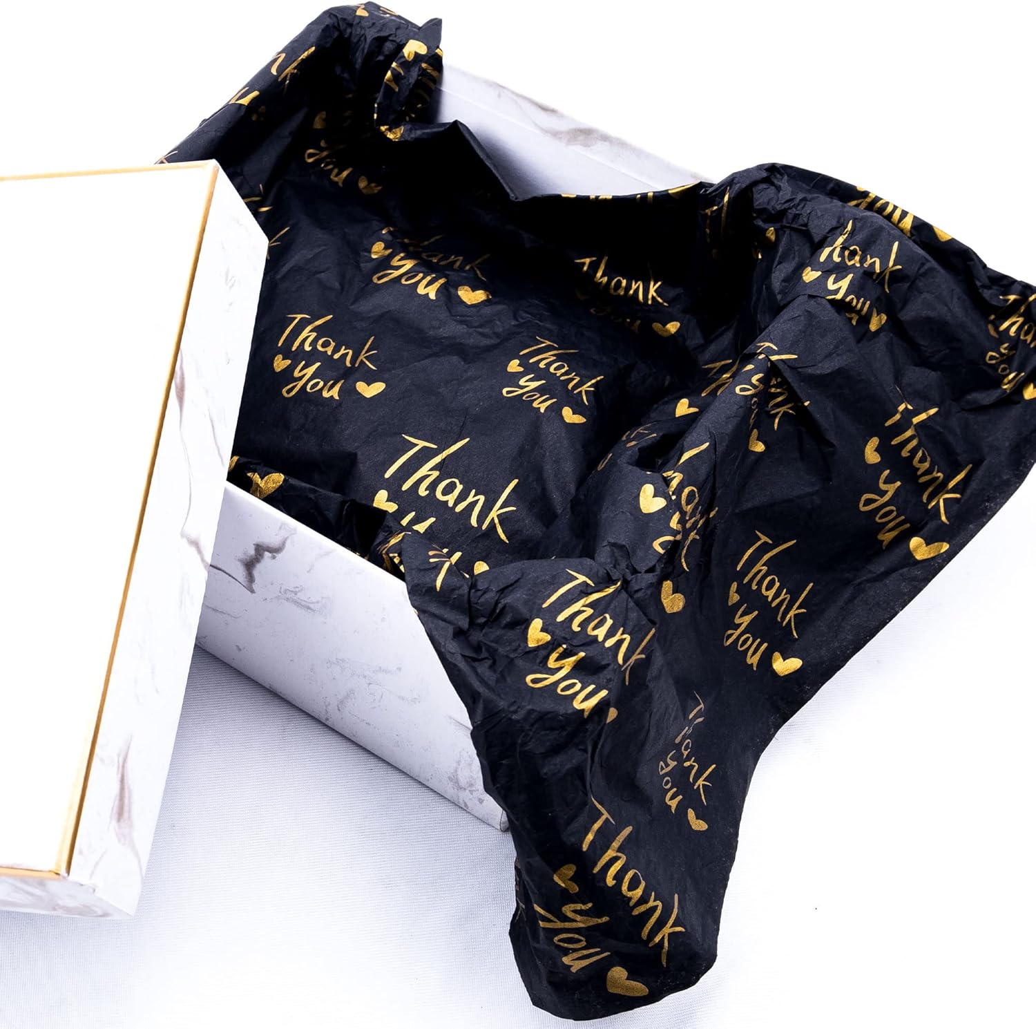 MR FIVE 50 Sheets Gold Thank You Tissue Paper Bulk