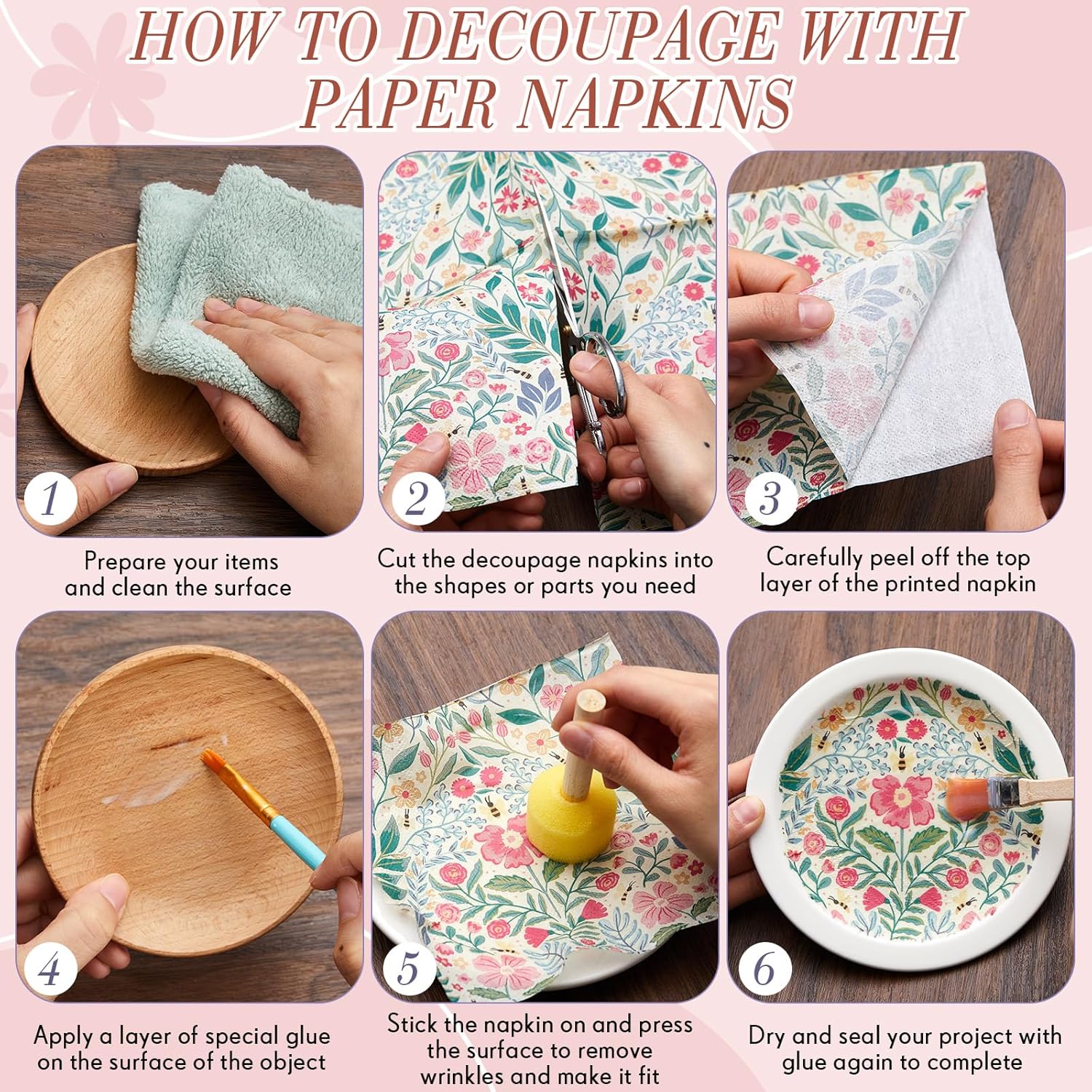 Crtiin 40 Pack Decoupage Napkins Assorted Floral