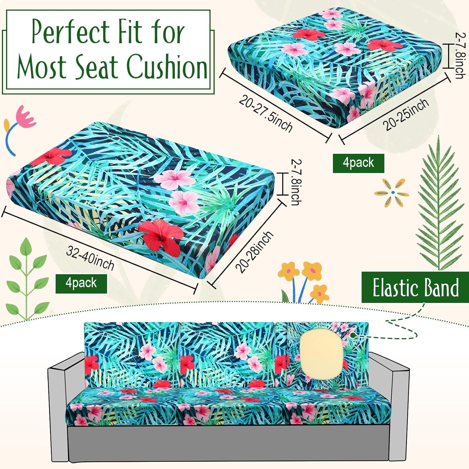 Spiareal 8 Pcs Waterproof Patio Cushion Covers Set