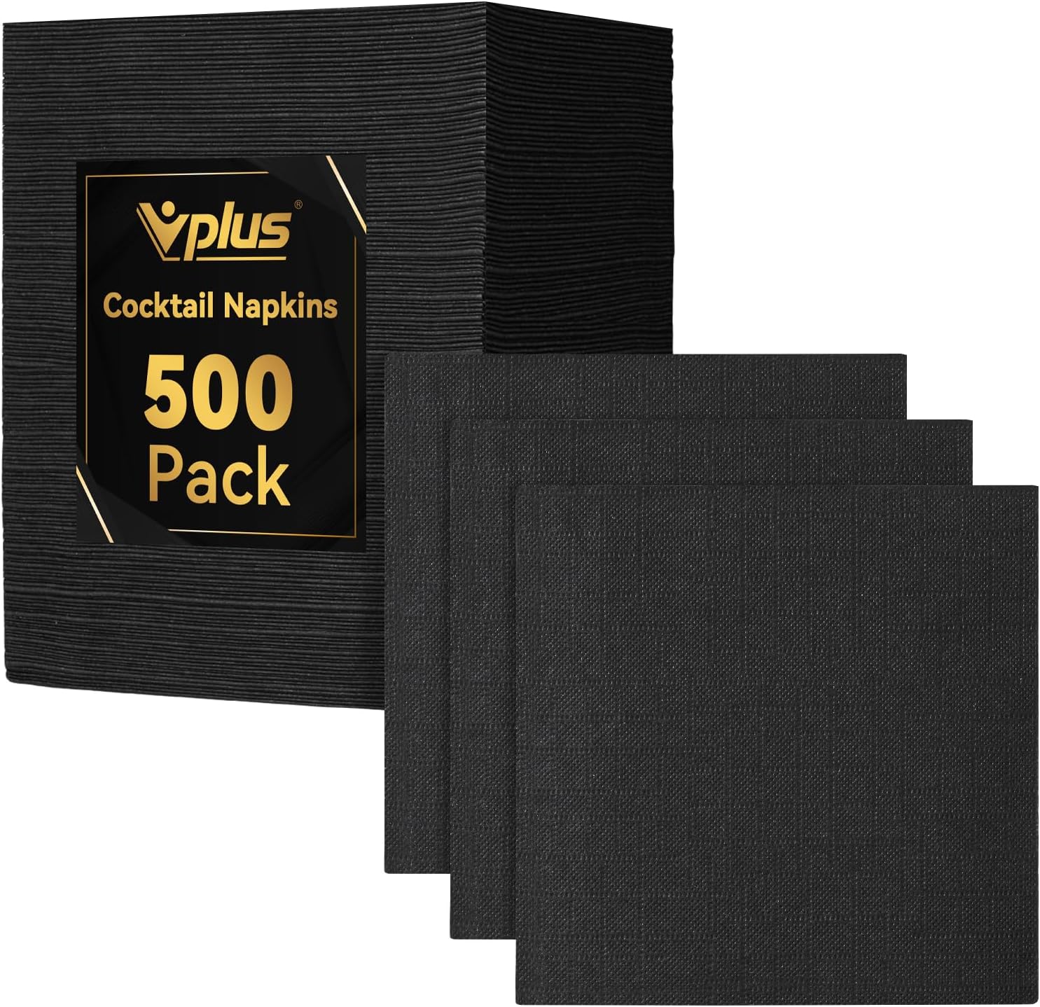 Vplus 500 Pack Black Cocktail Napkins 49x49 inch