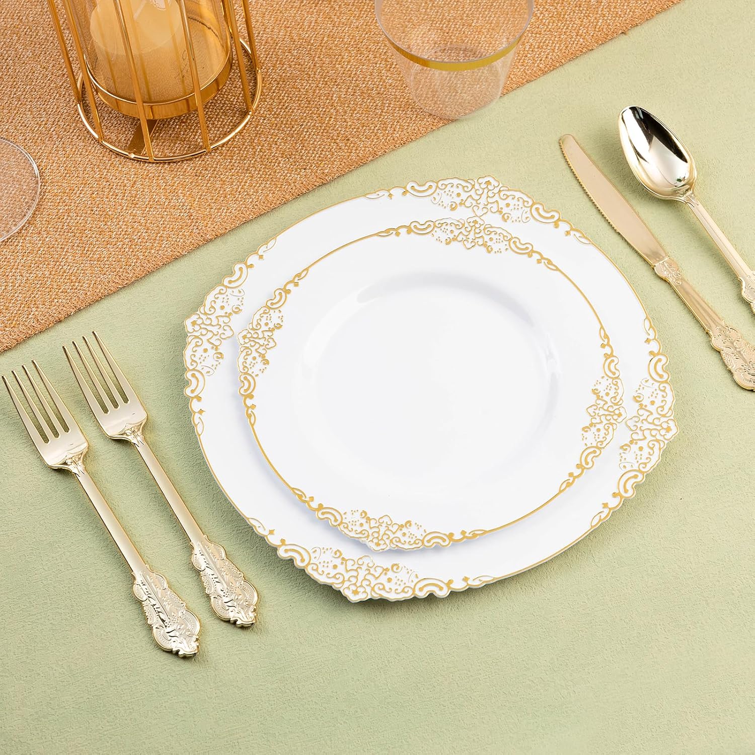 75PCS Gold Plastic Cutlery Set for 25 Guests