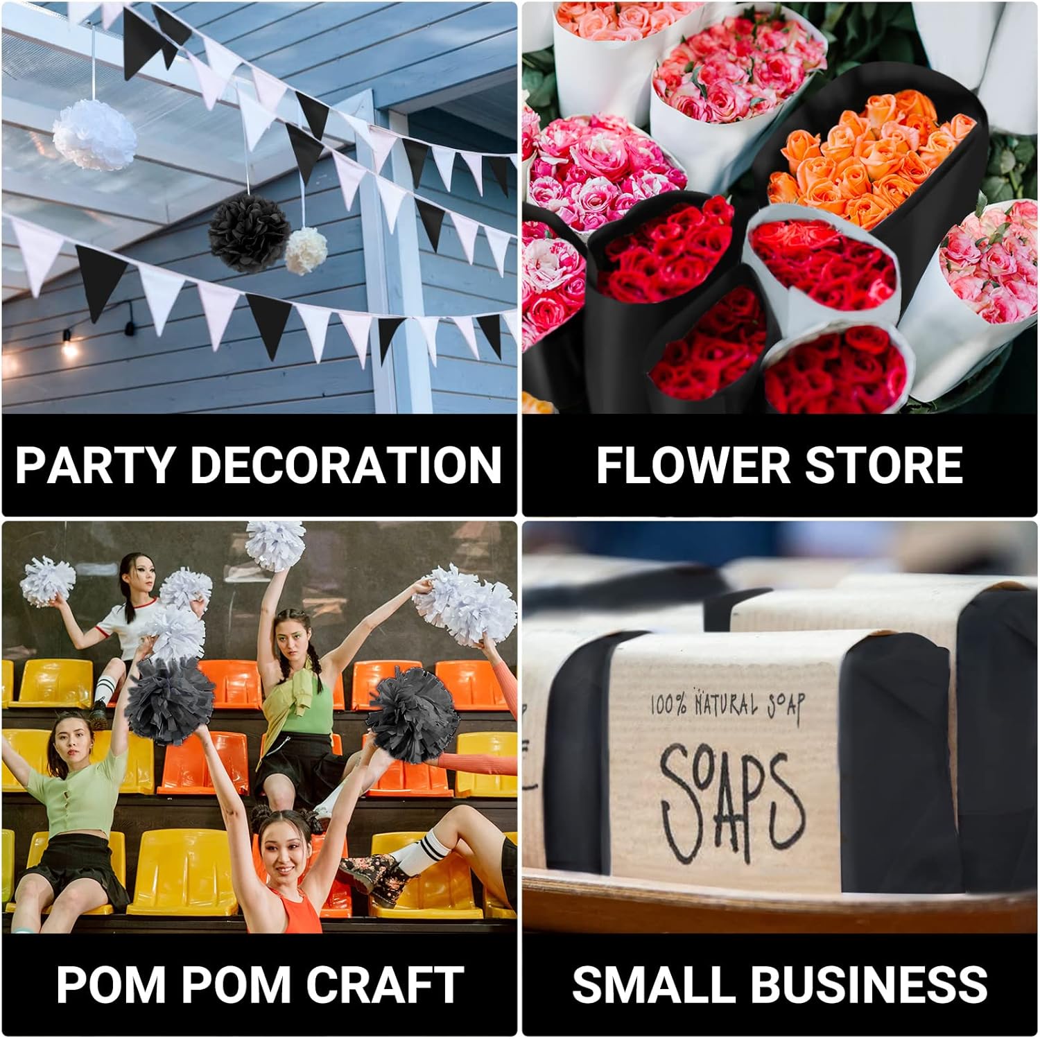 EUSOAR Black Wrapping Tissue Paper 20x30 Inches 200pcs