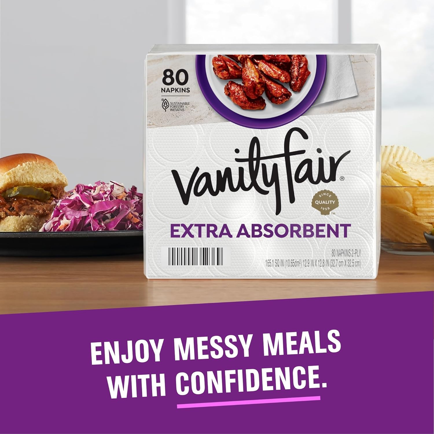Vanity Fair Extra Absorbent Paper Napkins 160 Count