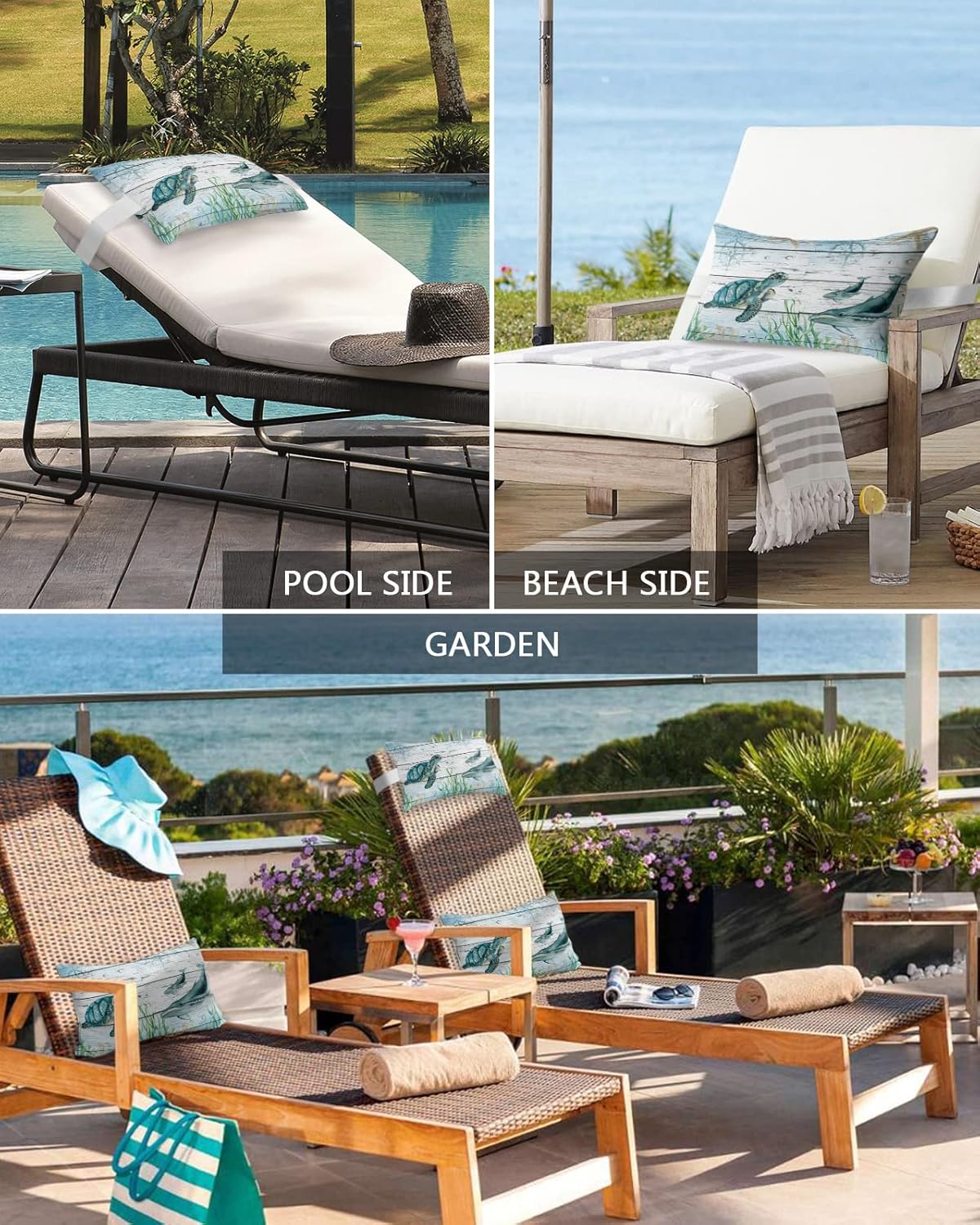 Ocean Themed Head Pillow Set for Recliner Chair
