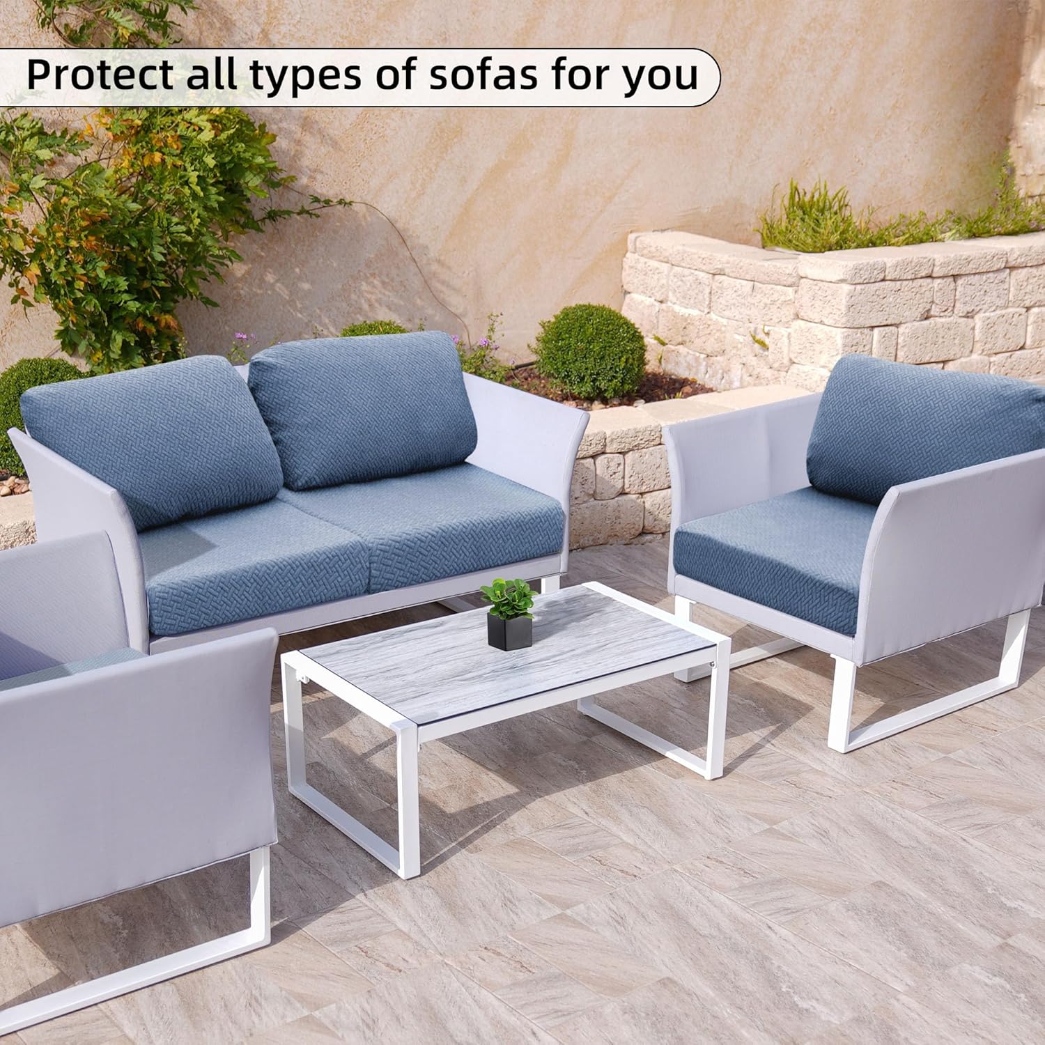 8Pcs Stretch Outdoor Cushion Covers Set
